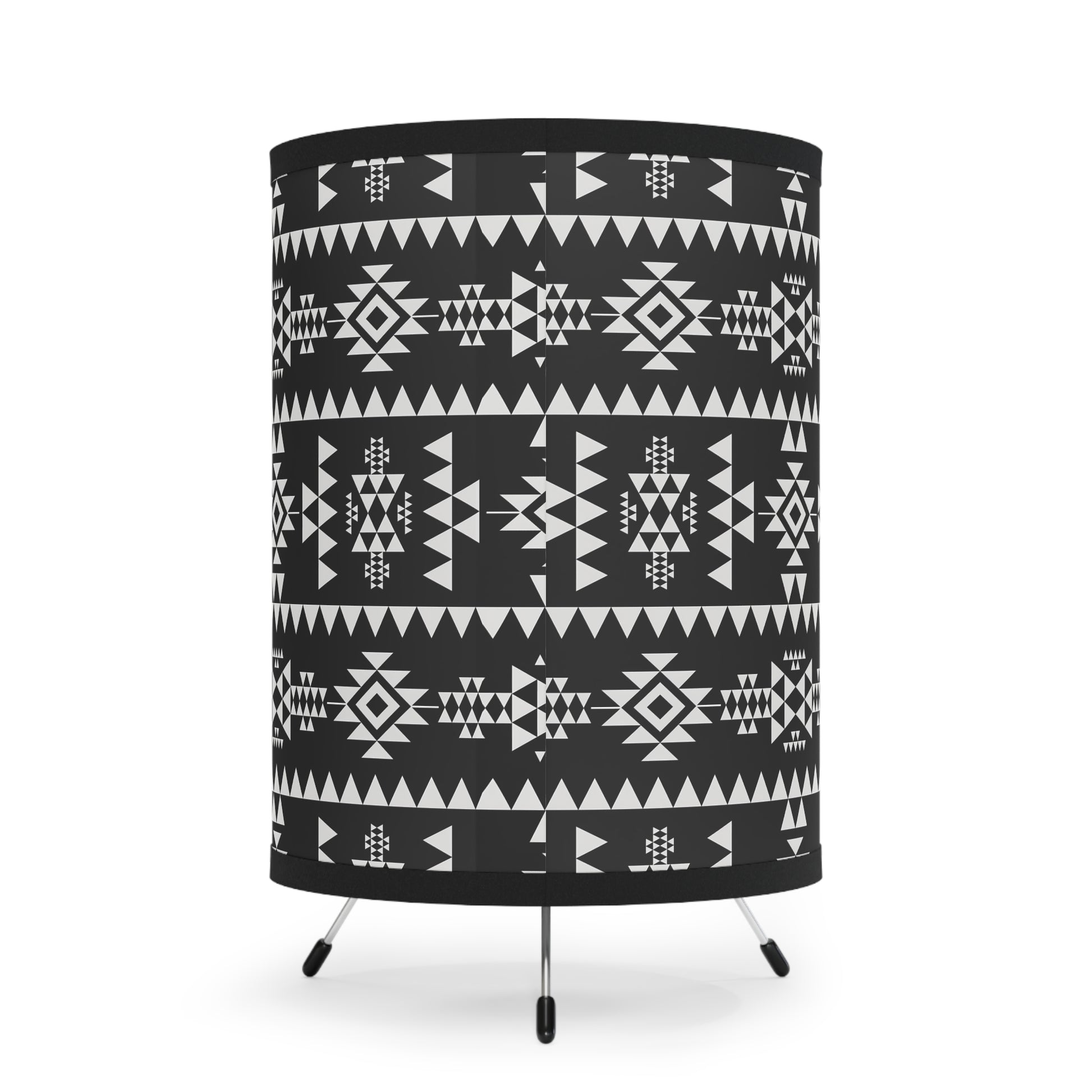 Boho Tripod Lamp, Modern Home Decor, Geometric Printed Shade, Unique Lighting Ideas, Stylish Living Room Decor, Gift for All Occasions - LOLA VEGAS ART