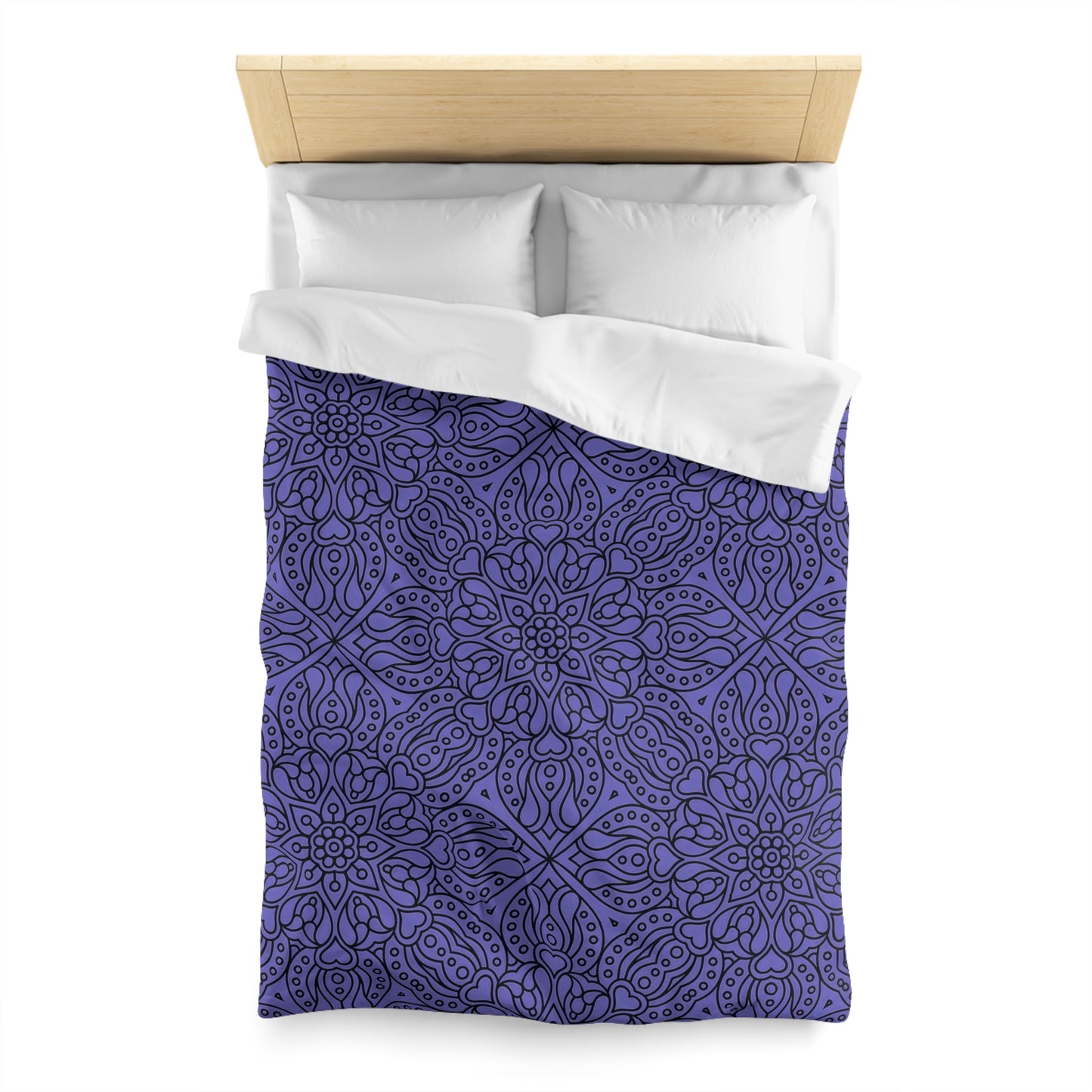 Bohemian Microfiber Duvet Cover - Cozy Bedding, Purple Floral Design, Bedroom Decor, Home Accents, Gift for Her, Festival Style - LOLA VEGAS ART