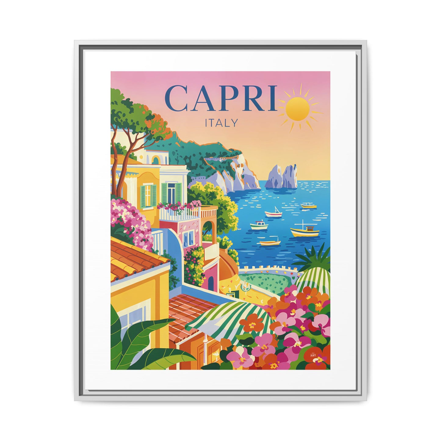 Framed Art Print, Italian Coastal Decor, Capri Wall Art, Mediterranean Vibe, Home Decoration, Travel Inspired Gift - LOLA VEGAS ART