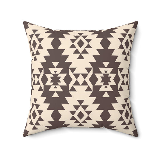 Bohemian Brown Patterned Pillow, Unique Home Decor, Cozy Throw Pillow, Boho Chic Cushion, Tribal Design Accent Cushion, Southwestern Decor - LOLA VEGAS ART