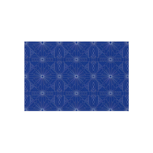 Cobalt Geometric Starburst Outdoor Rug | Patterned Patio Mat