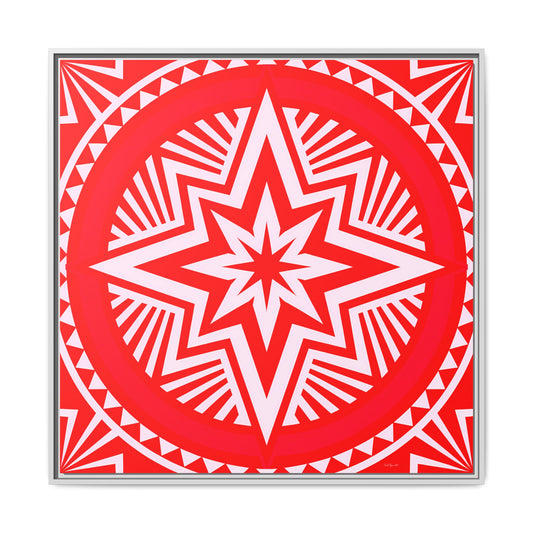 Red and White Vibrant Star Framed Canvas Art - Boho Home Decor, Colorful Wall Decoration, Modern Gift, Gallery Wall Art, Living Room Accent - LOLA VEGAS ART