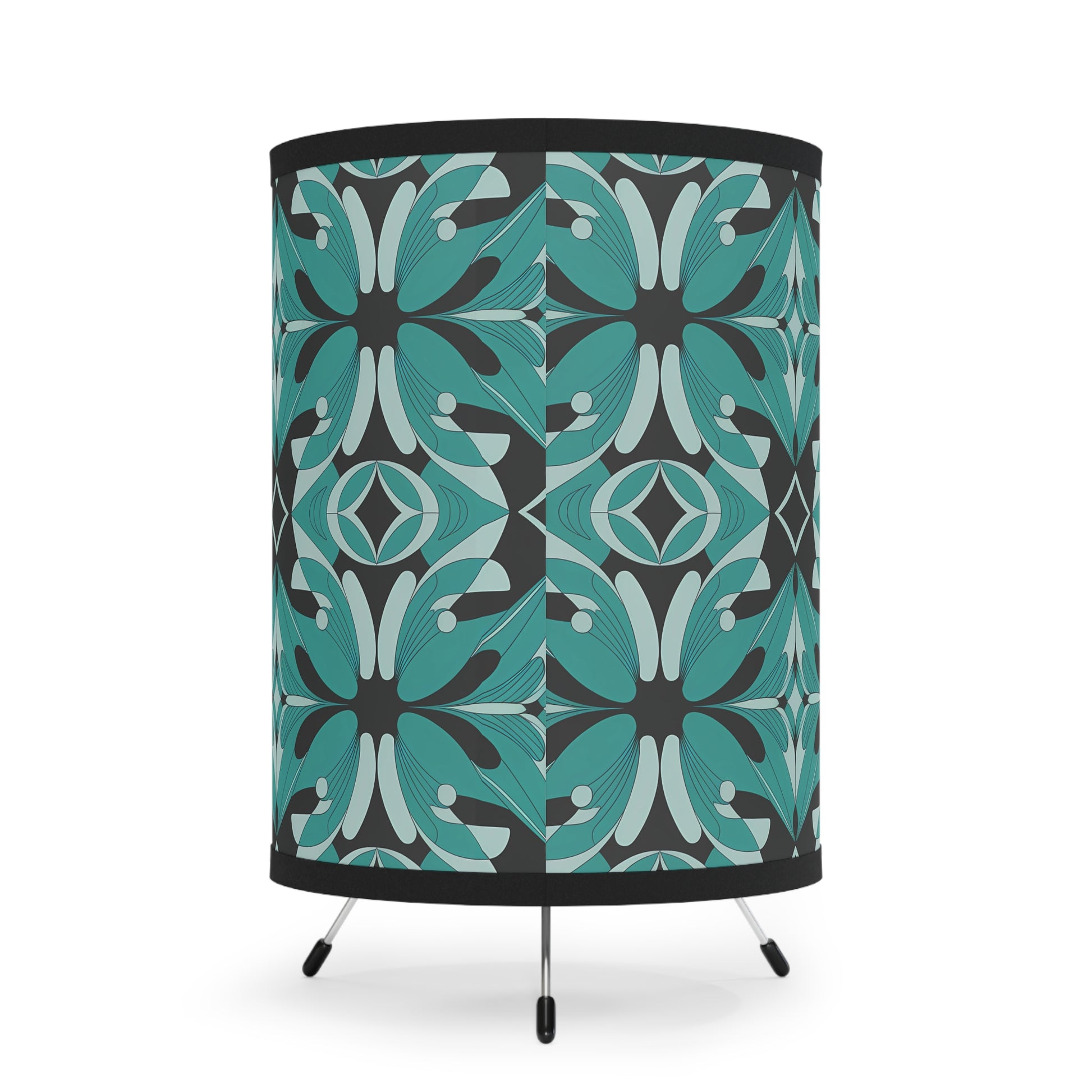 Elegant Tripod Lamp with Floral High-Res Shade, Modern Lighting for Home Decor, Bohemian Style, Gift for Housewarming, Bedroom Lighting - LOLA VEGAS ART