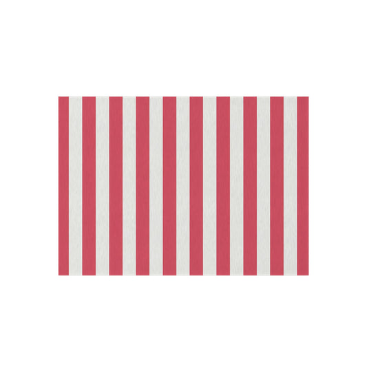 Red-Pink and White Vertical Stripe Outdoor/Indoor Rug | Patio Mat, Coastal Deck Accent