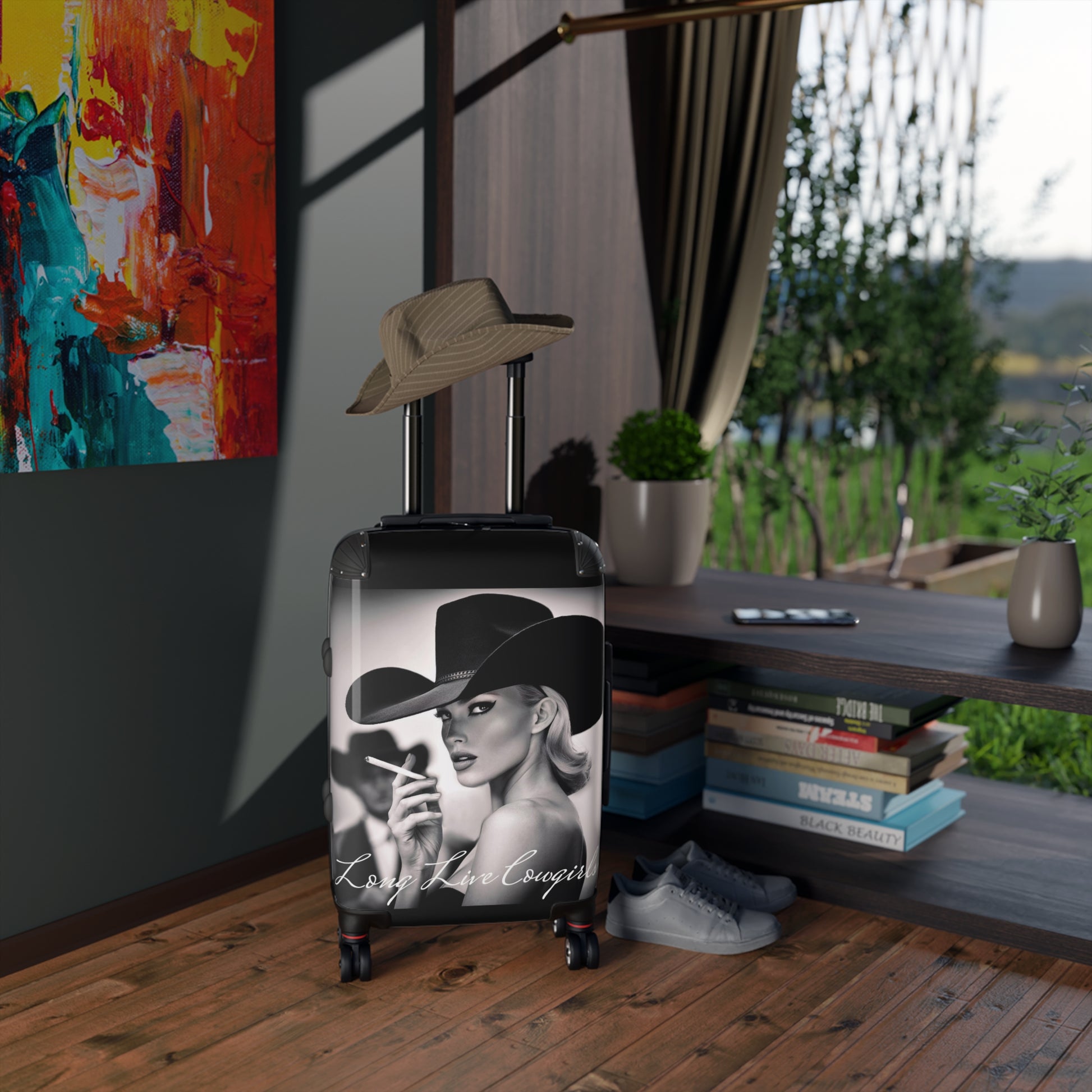Suitcase, Cowgirl Travel Bag, Fashionista Luggage, Long Live Cowgirls Suitcase, Glam Girl Travel Accessories, Fashionable Suitcase - LOLA VEGAS ART
