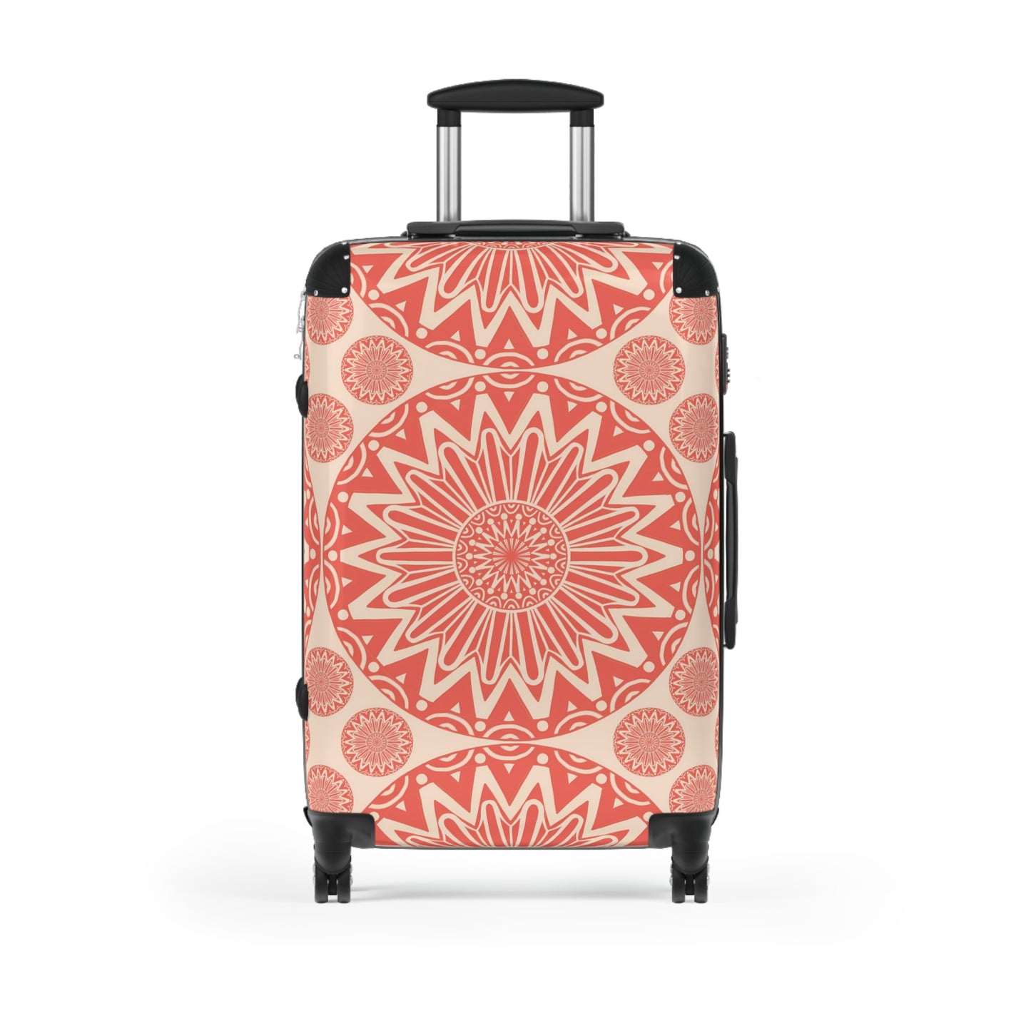 Orange Bohemian Mandala Suitcase: Stylish Travel Luggage, Personalized Bag, Perfect for Vacations, Gifts, Travel Enthusiasts