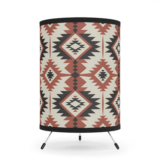 Boho Tripod Lamp | Southwest Pattern Light Shade, Home Decor, Living Room Lighting, Tribal Design, Bedroom Accent - LOLA VEGAS ART