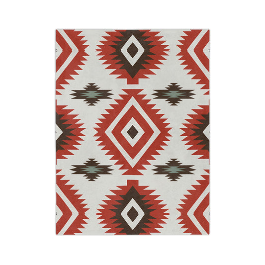 Southwestern Pattern Velveteen Microfiber Blanket, Cozy Throw for Home Decor, Cabin and Living Room, Gift for All Occasions, Warm and Soft - LOLA VEGAS ART