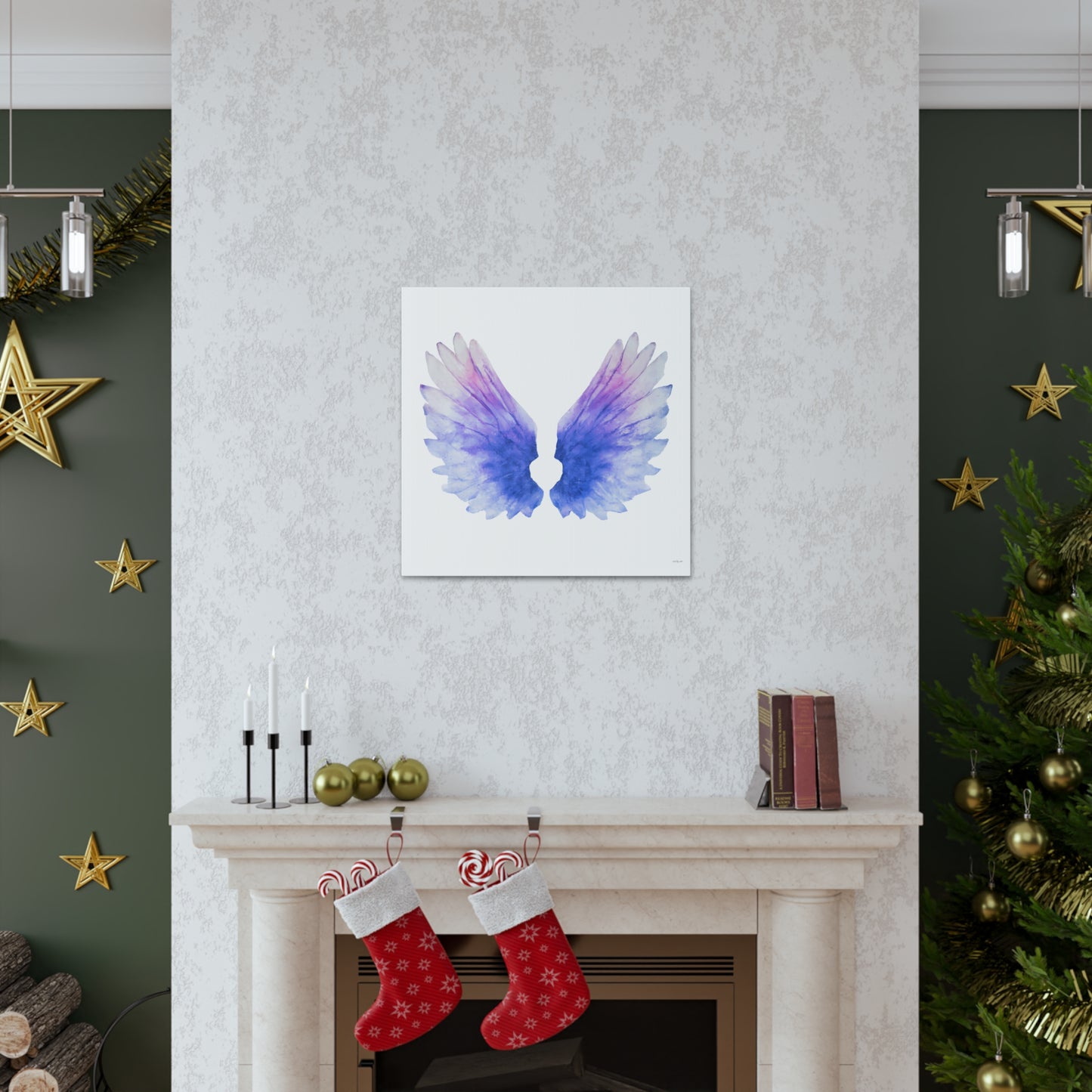 purple angels wings wall art canvas, wall art decor, wall art prints, angel wings art, wings, wall art purple, wall art spiritual