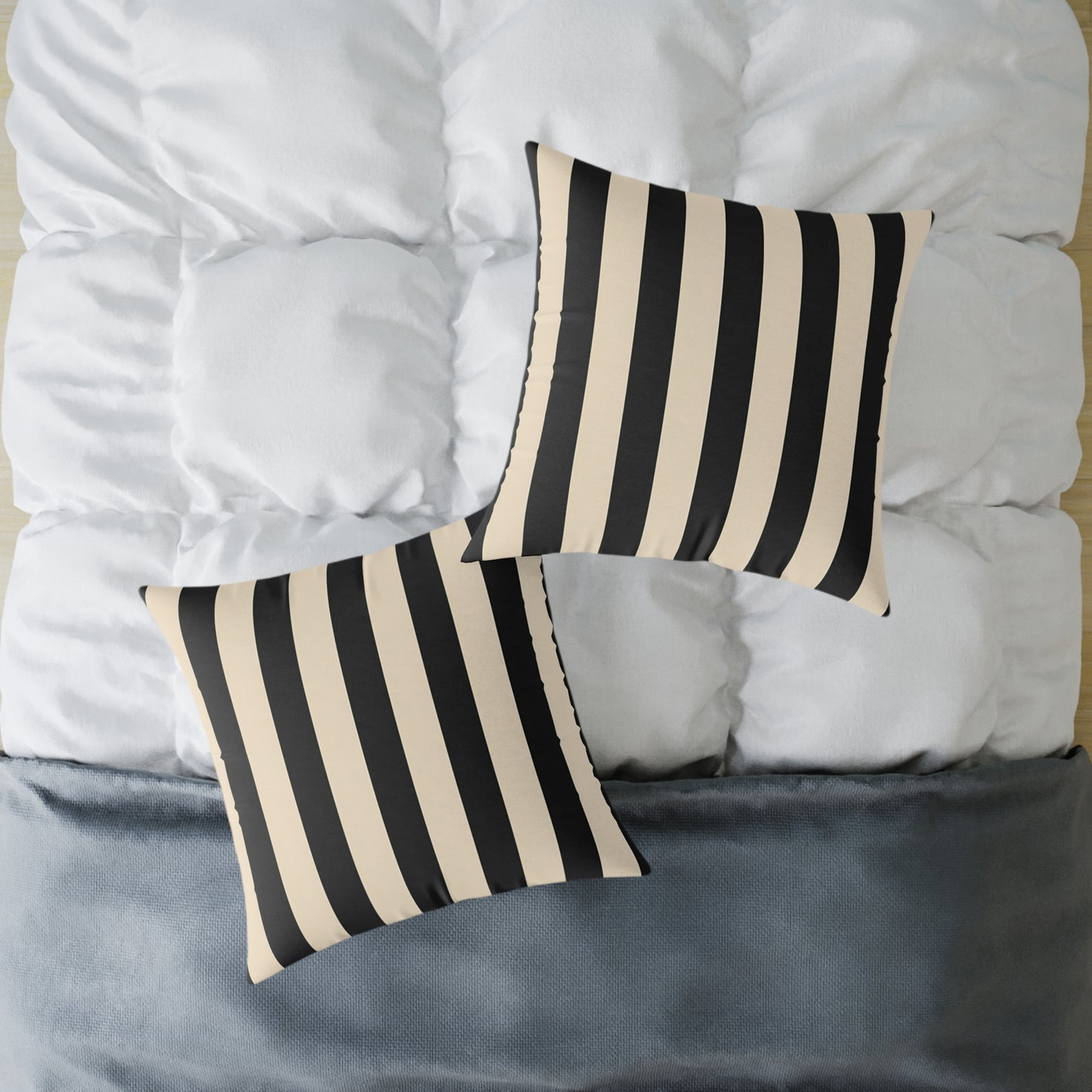 Black and Cream Vertical Stripe Square Pillow | Canvas Throw Pillow