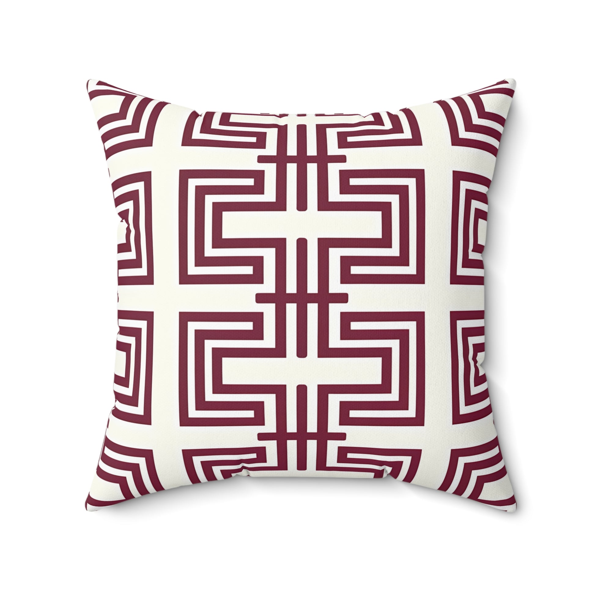 Burgundy Geometric Pattern Throw Pillow | Modern Home Decor, Stylish Cushion, Gift Idea, Cozy Accent, Decorative Accent Pillow - LOLA VEGAS ART