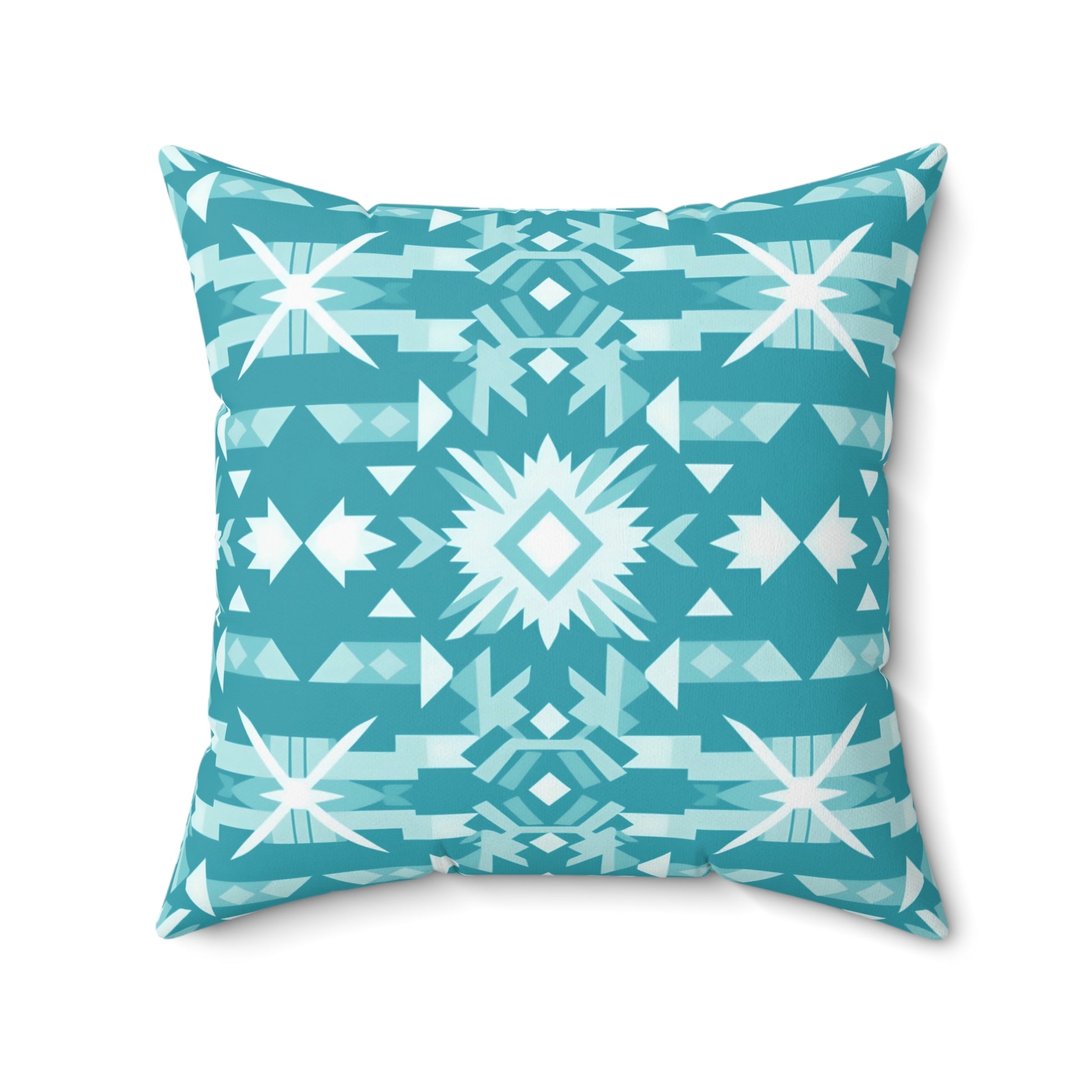 Boho Chic Turquoise Throw Pillow, Cozy Decor, Lumbar Support, Home Accent, Bohemian Style Cushion, Gift for Friends - LOLA VEGAS ART