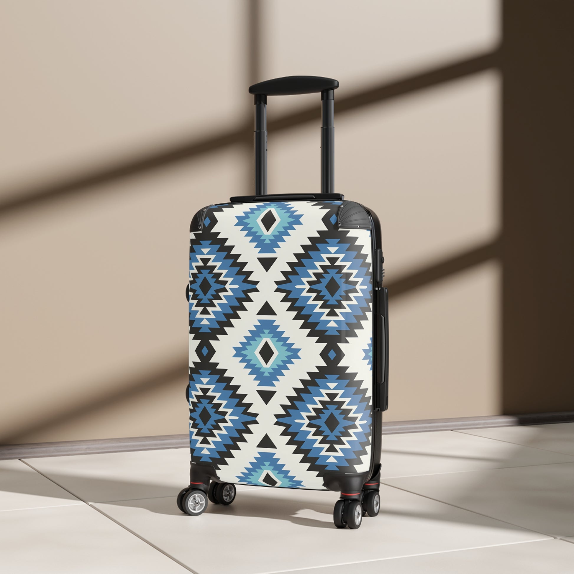 Trendy Suitcase with Geometric Design, Luggage for Travelers, Stylish Carry-On for Vacations, Unique Travel Gift, Adventure Ready - LOLA VEGAS ART