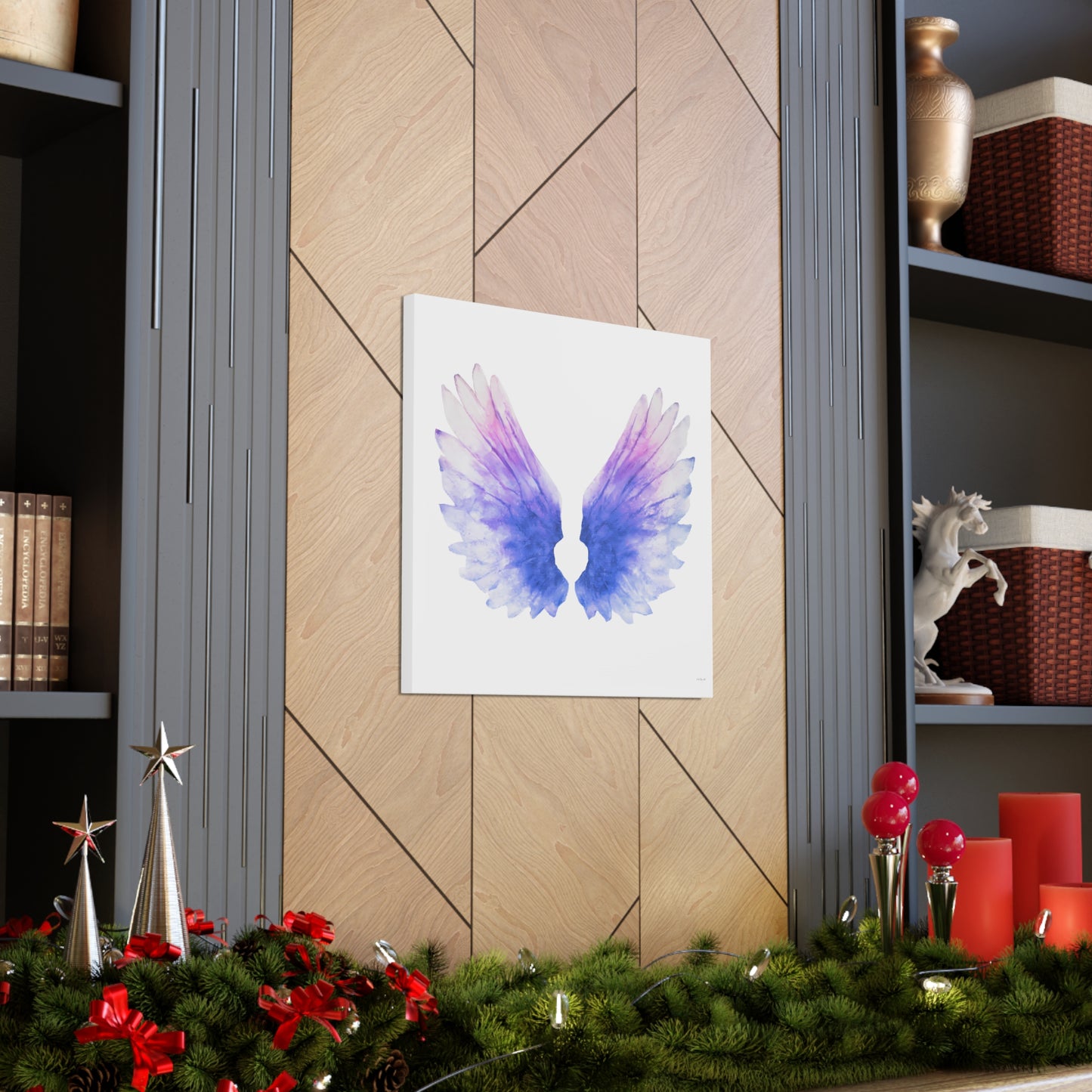 purple angels wings wall art canvas, wall art decor, wall art prints, angel wings art, wings, wall art purple, wall art spiritual