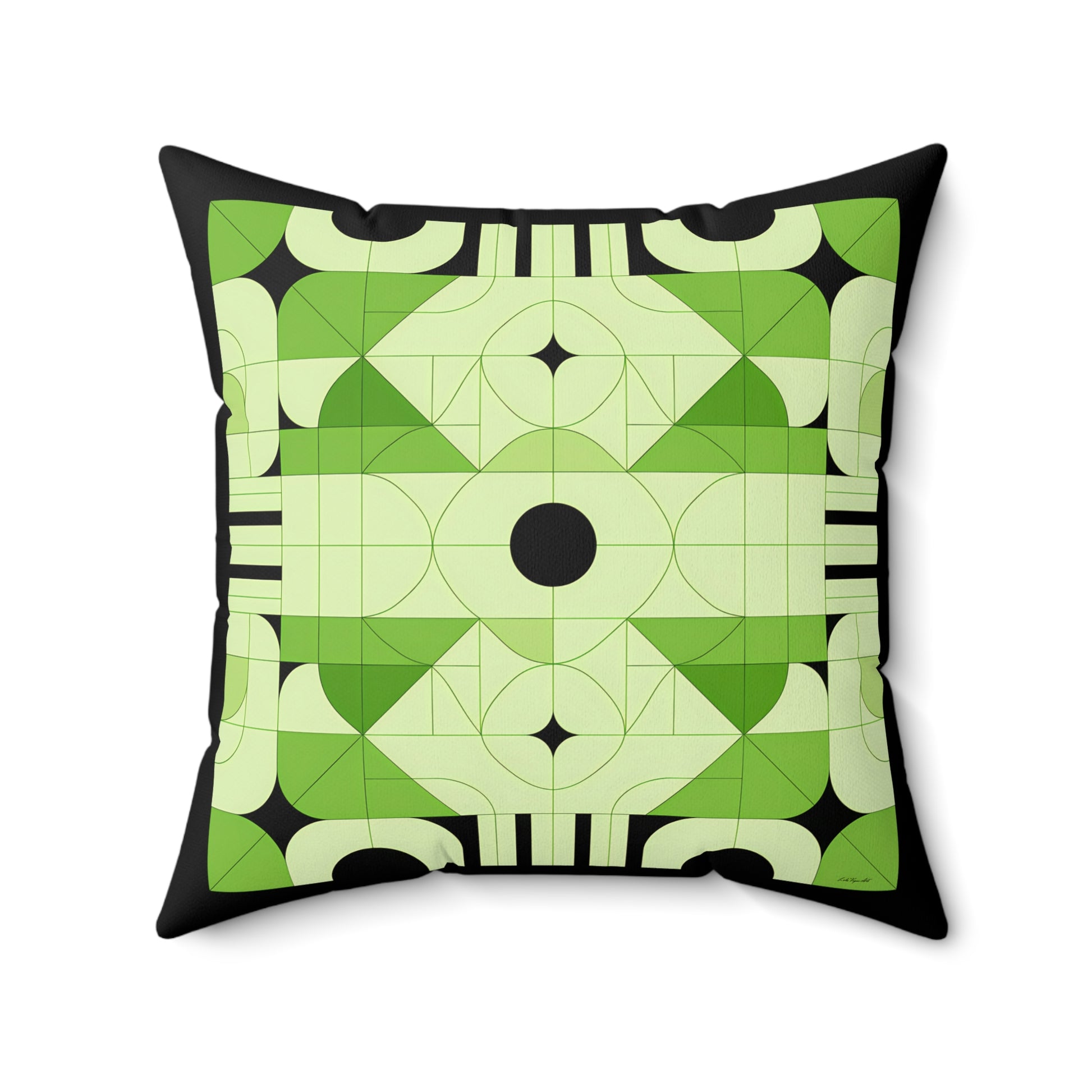 Geometric Green and Black Accent Pillow, Modern Decorative Pillow, Home Decor Gift, Unique Couch Cushion, Boho Pillow, Abstract Decor - LOLA VEGAS ART