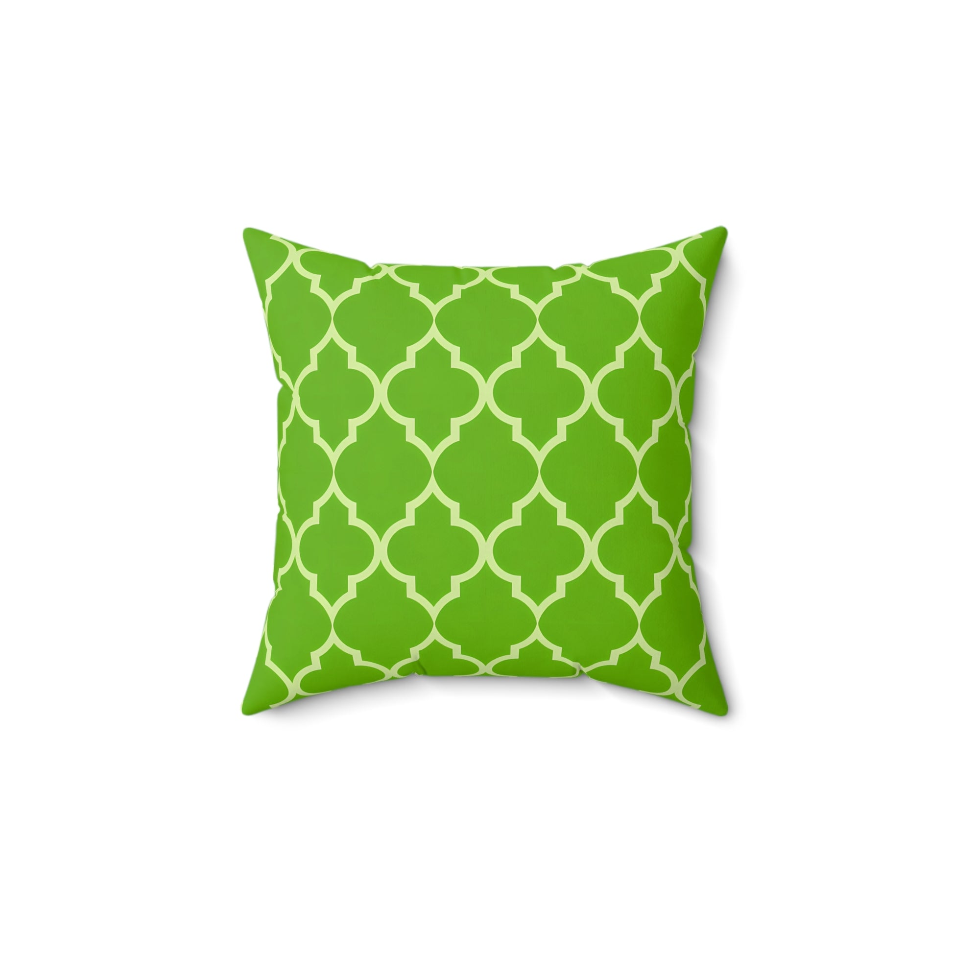 Vibrant Green Decorative Pillow, Modern Home Decor, Living Room Cushion, Stylish Pillow, Sofa Accent, Birthday Gift, Moroccan Quatrefoil - LOLA VEGAS ART