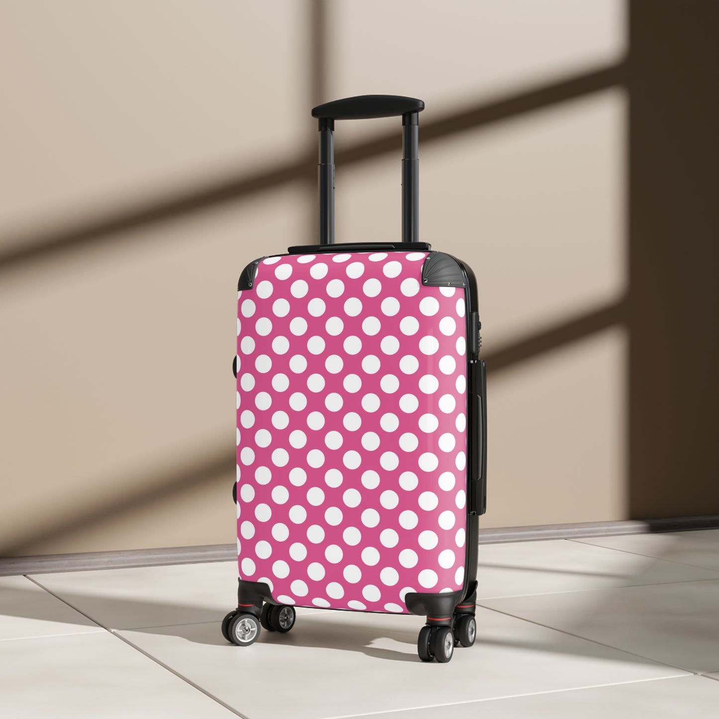 Pink Polka Dot Suitcase - Stylish Travel Luggage, Fun Pink Carry-On, Unique Gift for Travelers, Summer Vacation Must-Have, Weekend Getaway - LOLA VEGAS ART