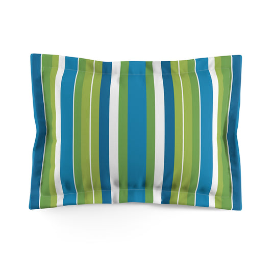 Blue Green Vertical Stripes pillow sham | Microfiber