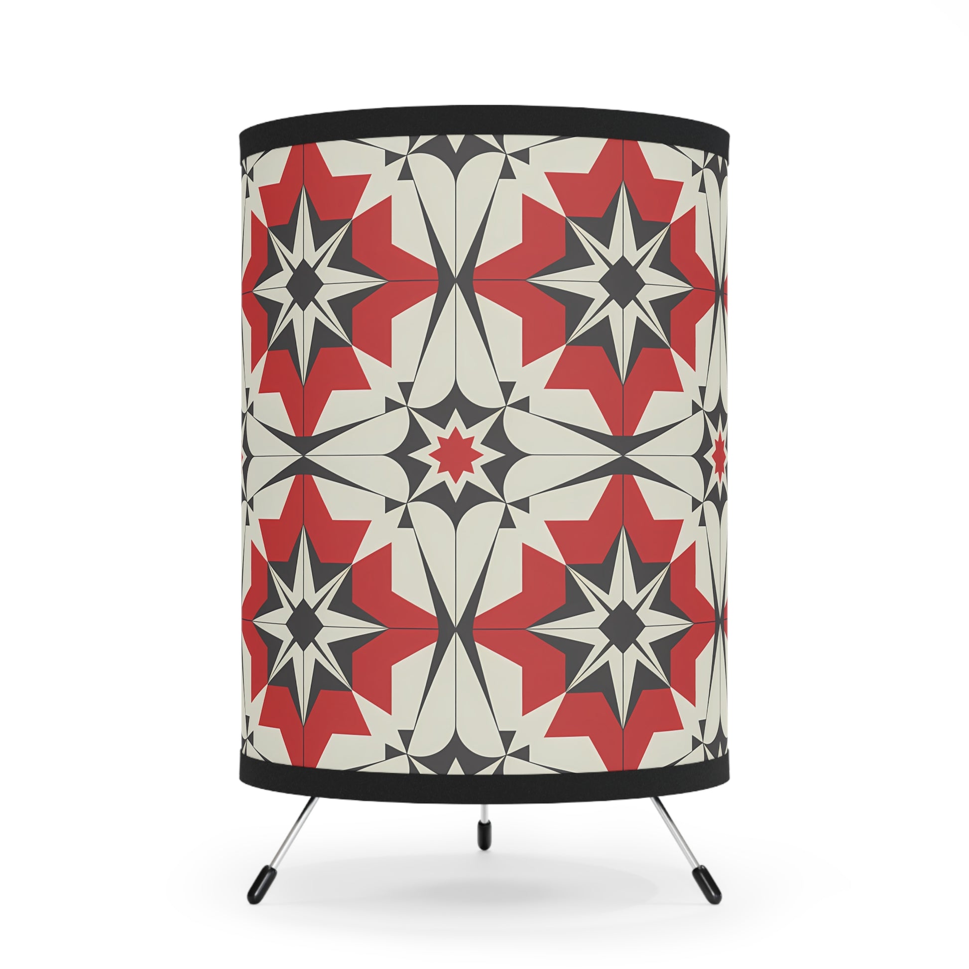 Stylish Tripod Lamp with Geometric Pattern, Modern Decor for Living Rooms, Home Lighting, Festival Gift, Bohemian Style - LOLA VEGAS ART