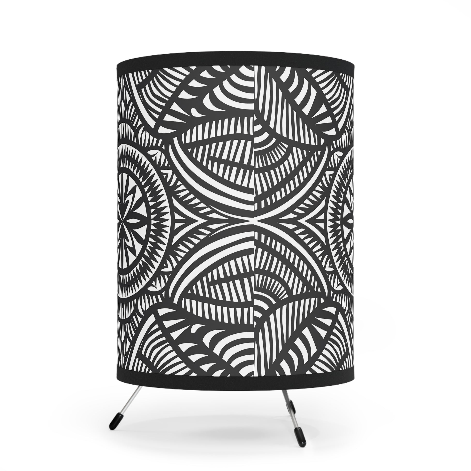 Table Lamp, Black and White Tribal Design, US\CA Plug, lamp, Bedside lamp, Nightstand light, Home office lighting, Boho decor - LOLA VEGAS ART