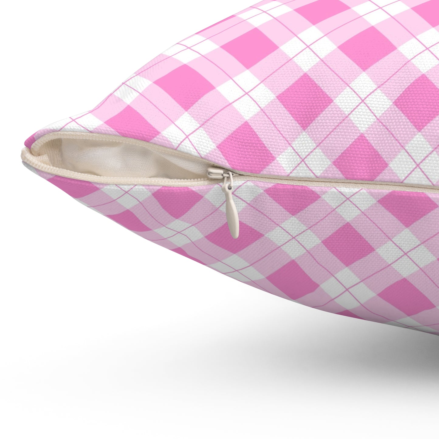 Pink Plaid Decorative Pillow, Cozy Home Accent, Cute Gift for Her, Farmhouse Decor, Living Room Throw Pillow - LOLA VEGAS ART
