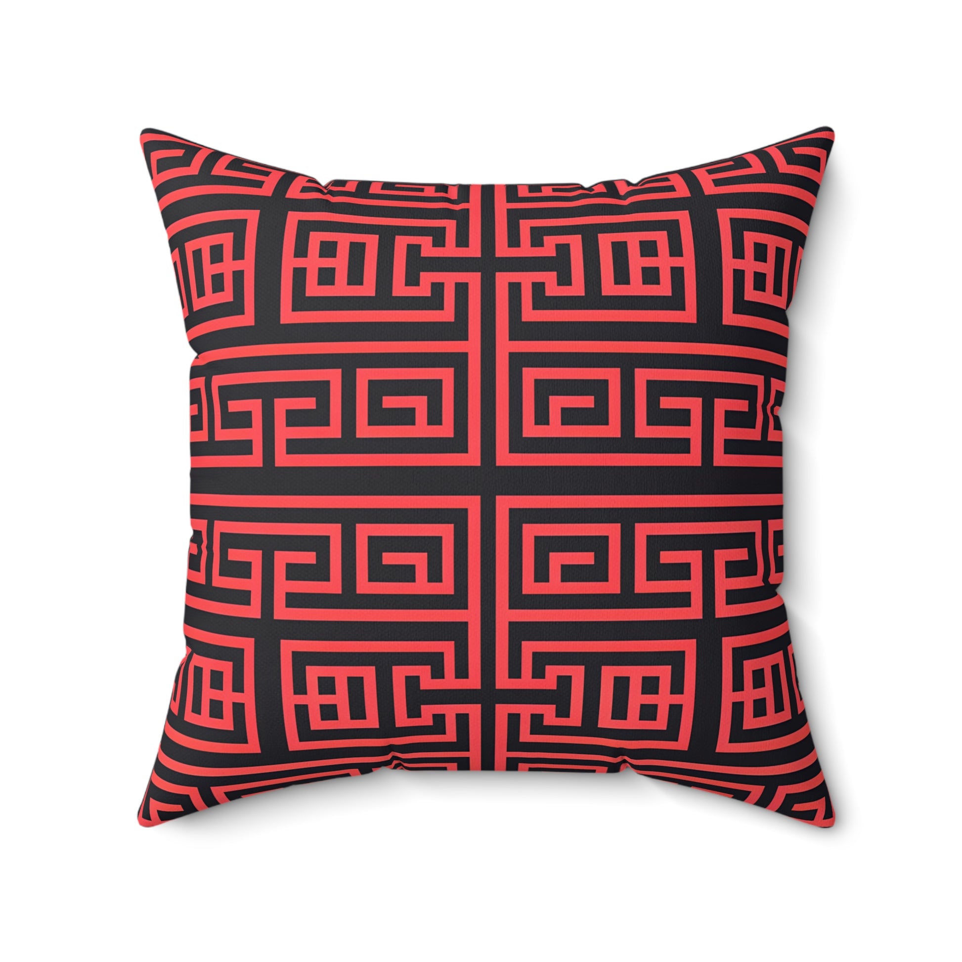 Red and Black Geometric Pattern Square Pillow | Modern Home Decor, Throw Pillow, Cozy Accent, Gift Idea, Boho Style - LOLA VEGAS ART