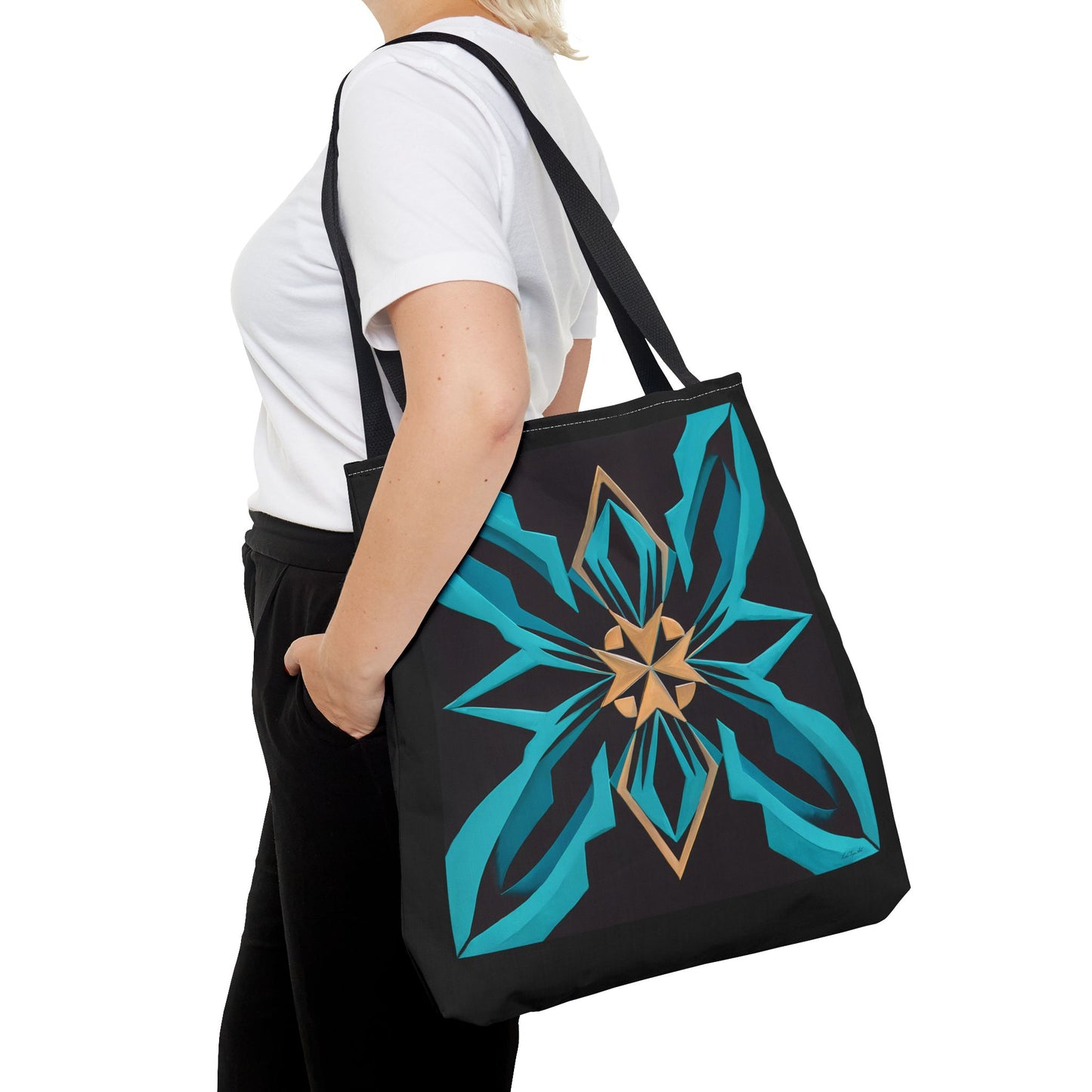 Art Deco Tote Bag, Retro Glamorous Blue Gold Black Shoulder Purse Handbag, Vintage Style Shopping Bag, Chic Carryall, Fashionable Market - LOLA VEGAS ART