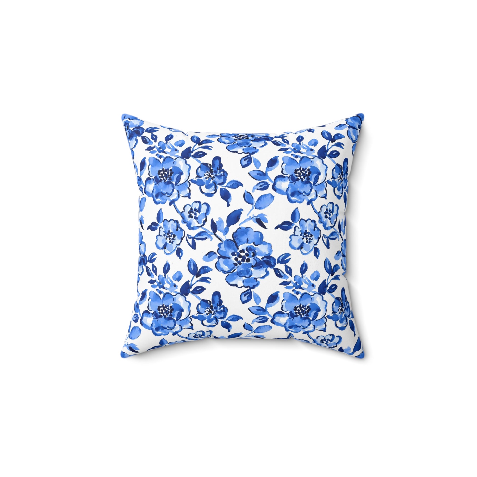 Floral Blue Throw Pillow, Cozy Decor, Home Accent, Gift Idea, Couch Cushion, Living Room Decor, Mother's Day Gift, Chinoiserie Design - LOLA VEGAS ART