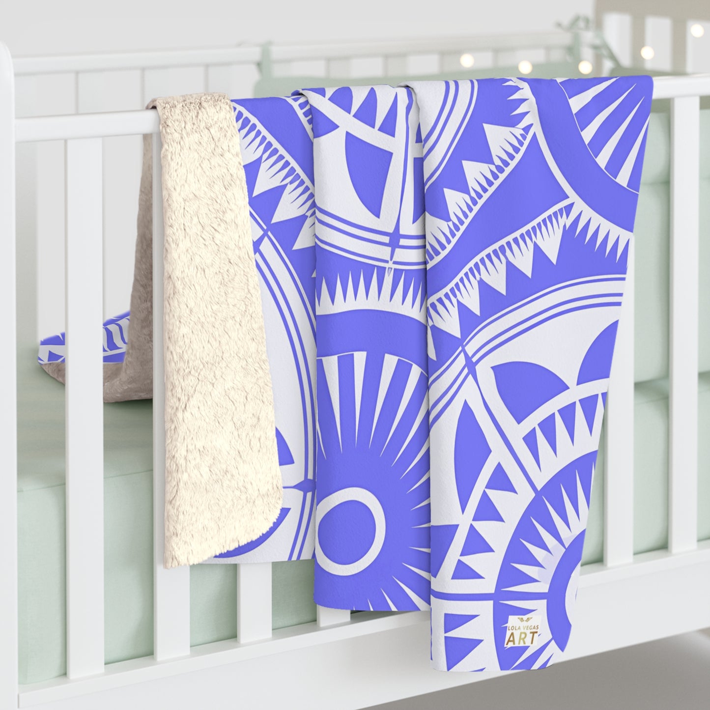 purple White Compass Mandala Sherpa Blanket | Nautical Geometric Cozy Throw