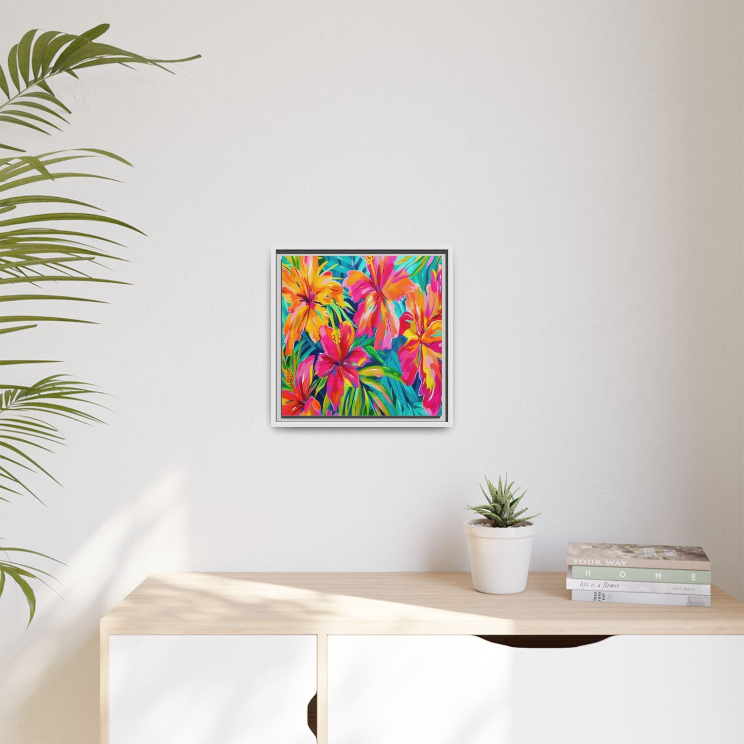 Vibrant Floral Canvas Art Print, Tropical Wall Decor, Colorful Framed Artwork, Gift for Nature Lovers, Home Decoration - LOLA VEGAS ART