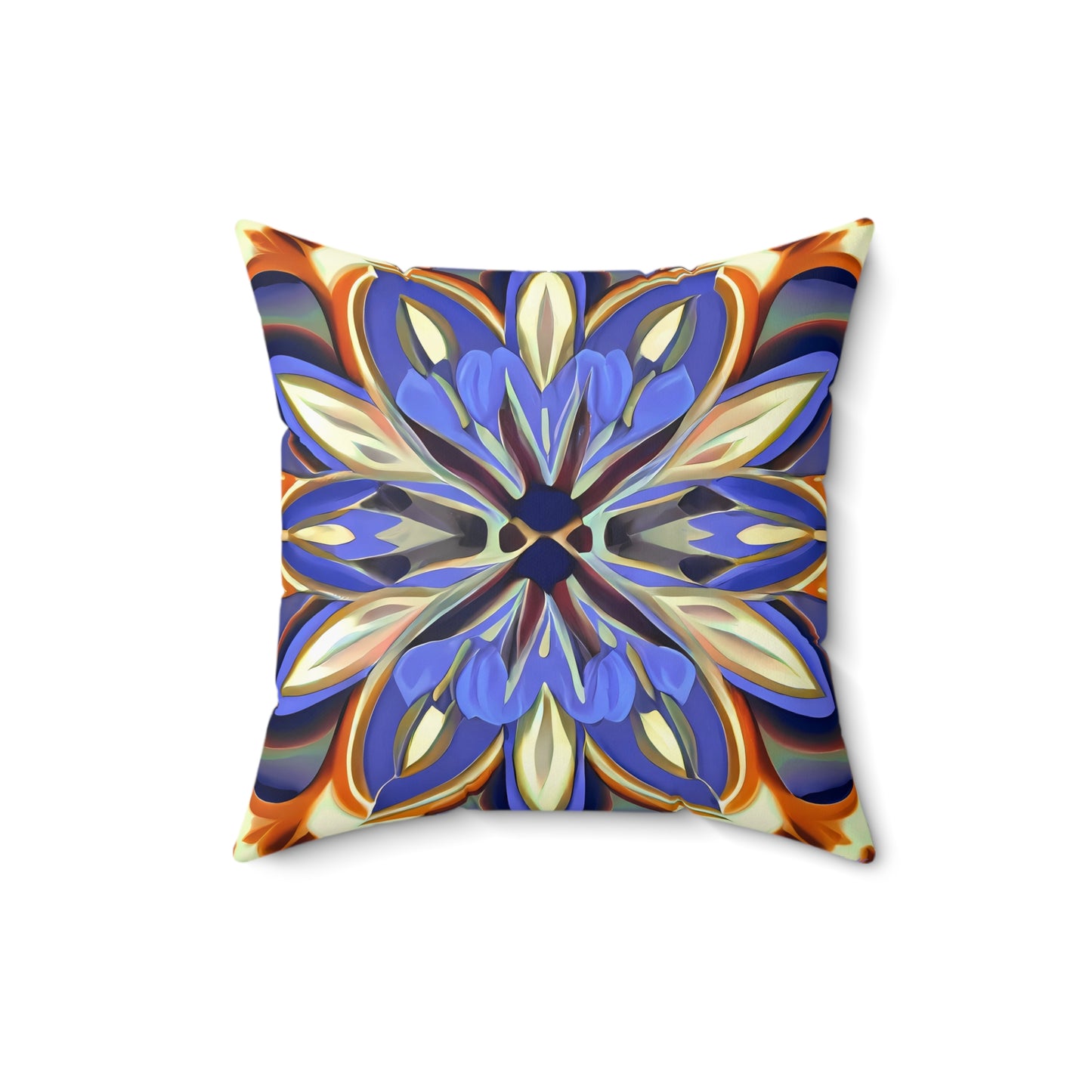 Boho Flower Square Pillow, Iris Purple Brown Cream, Unique Home Decor, Spun Polyester Cushion, Floral Accent Pillow, Floral Home Decor - LOLA VEGAS ART