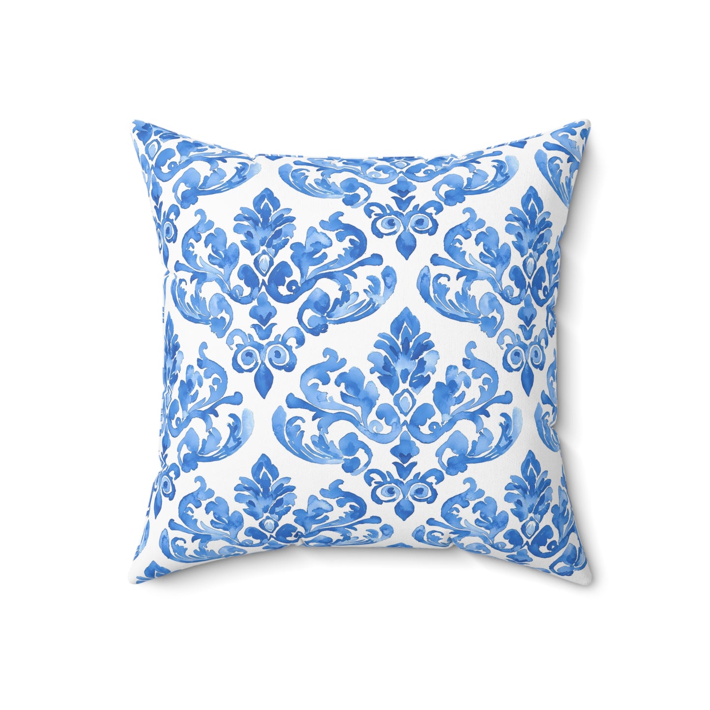 Blue Floral Damask Pillow - Cozy Home Decor, Decorative Couch Cushion, Luxurious Throw Pillow, Elegant Gift for Her, Living Room Accent - LOLA VEGAS ART