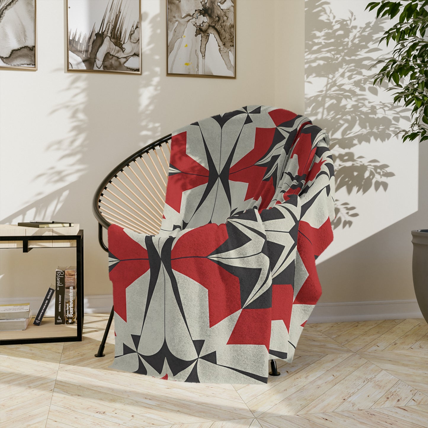 Geometric Pattern Velveteen Blanket, Cozy Home Decor, Perfect for Holidays, Gift for Friends or Family, Modern Throw - LOLA VEGAS ART