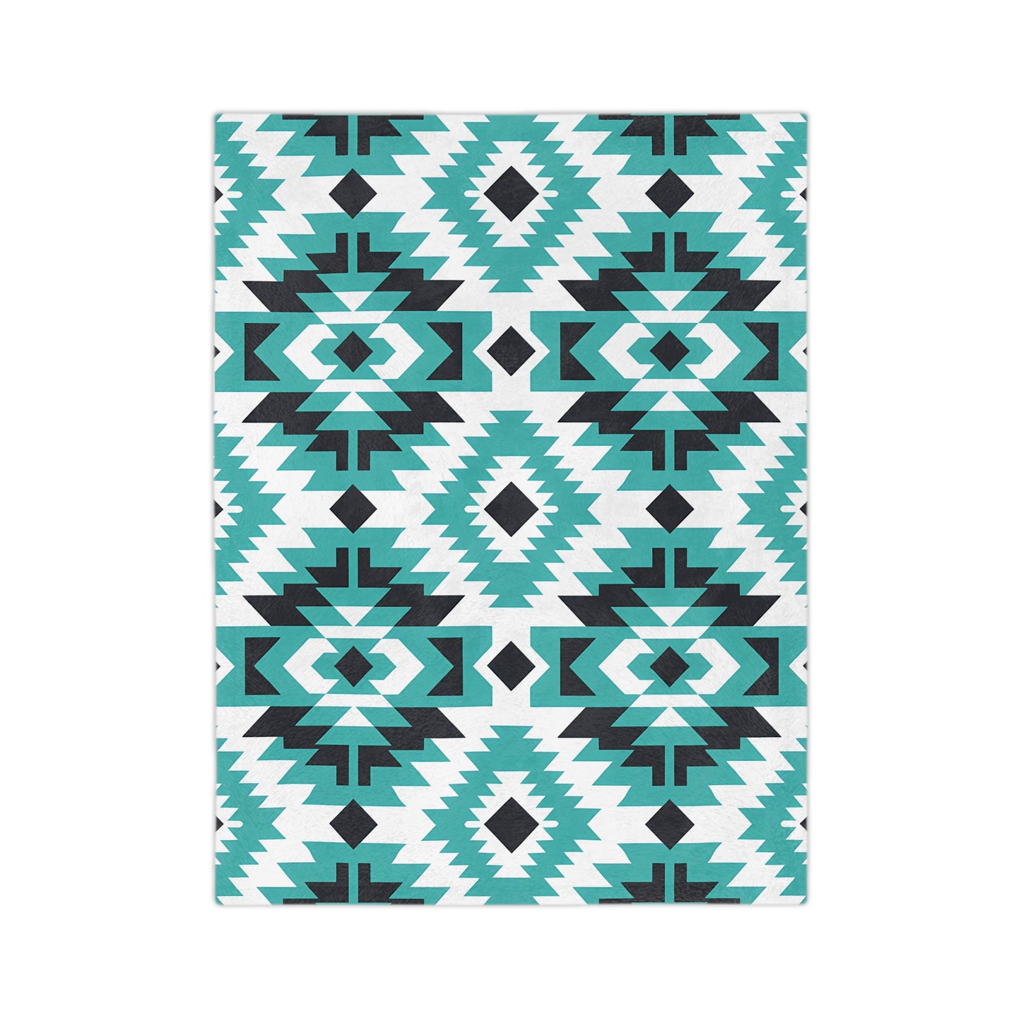 Turquoise Tribal Velveteen Blanket, Cozy Throw for Indoor, Outdoor Use, Perfect Gift for Relaxing & Home Decor, Tribe Pattern - LOLA VEGAS ART