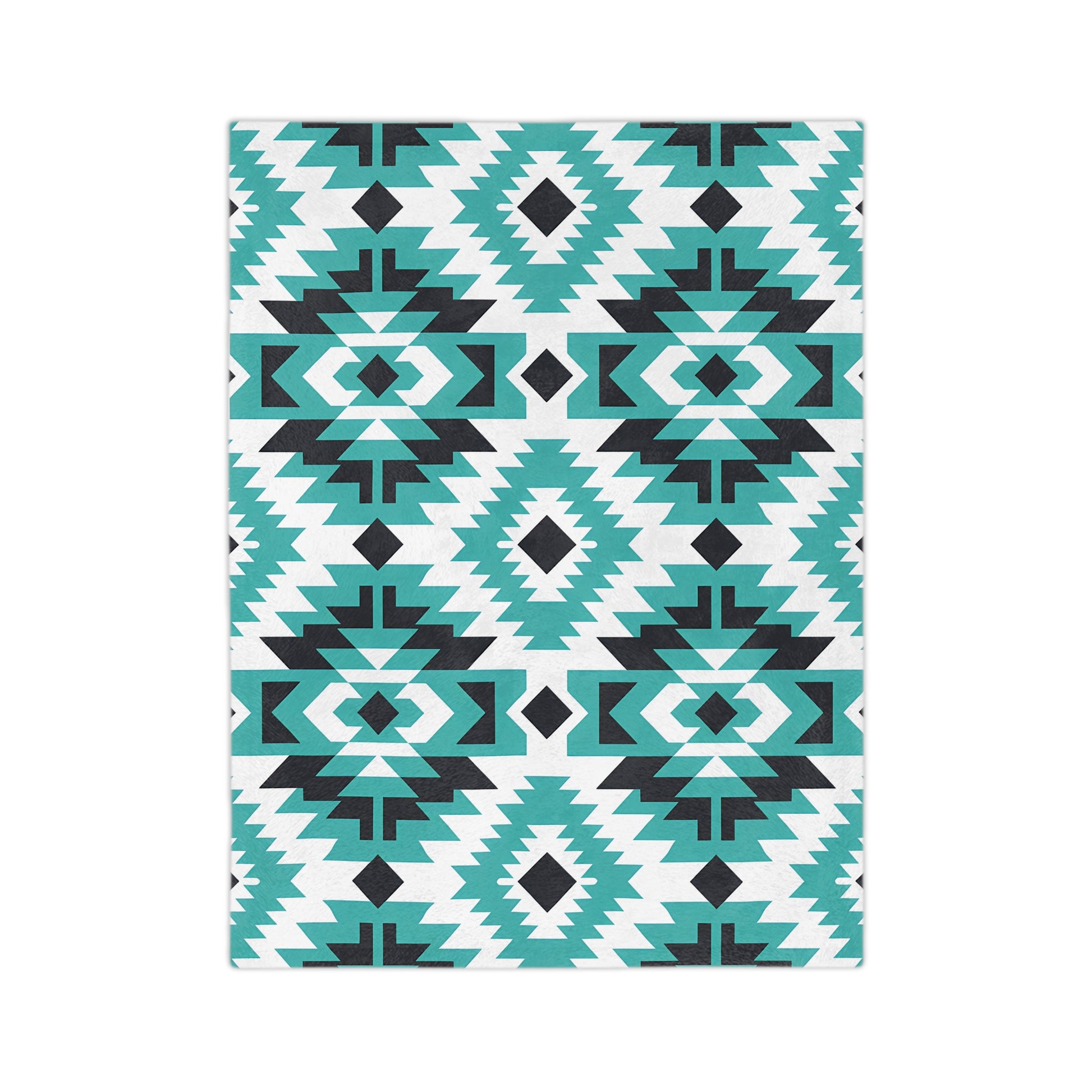 Turquoise Tribal Velveteen Blanket, Cozy Throw for Indoor, Outdoor Use, Perfect Gift for Relaxing & Home Decor, Tribe Pattern - LOLA VEGAS ART