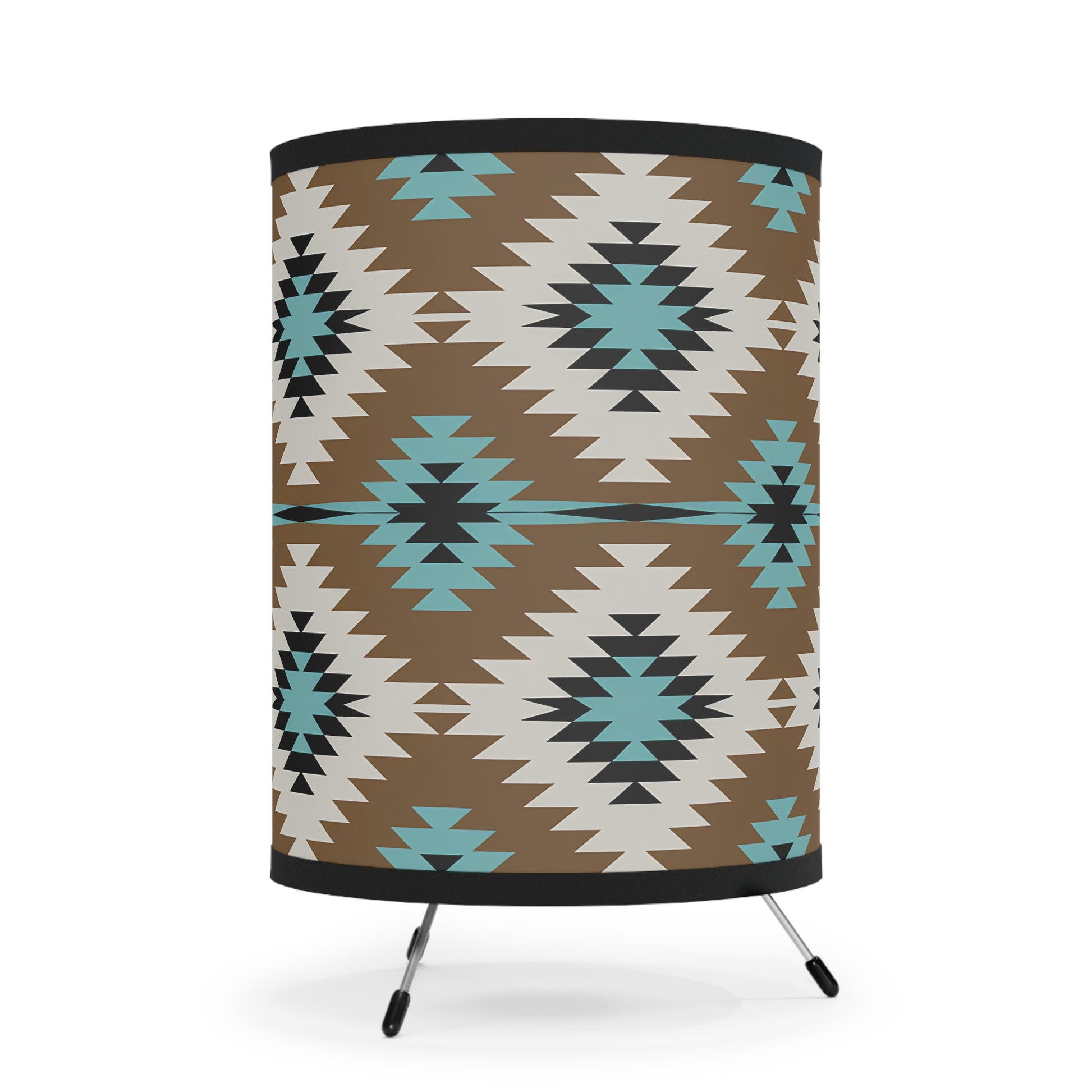 Bohemian Tripod Lamp - Aztec Patterned Shade, Home Decor, Modern Lighting, Tribal Style, Unique Gift, Bedroom Accent - LOLA VEGAS ART