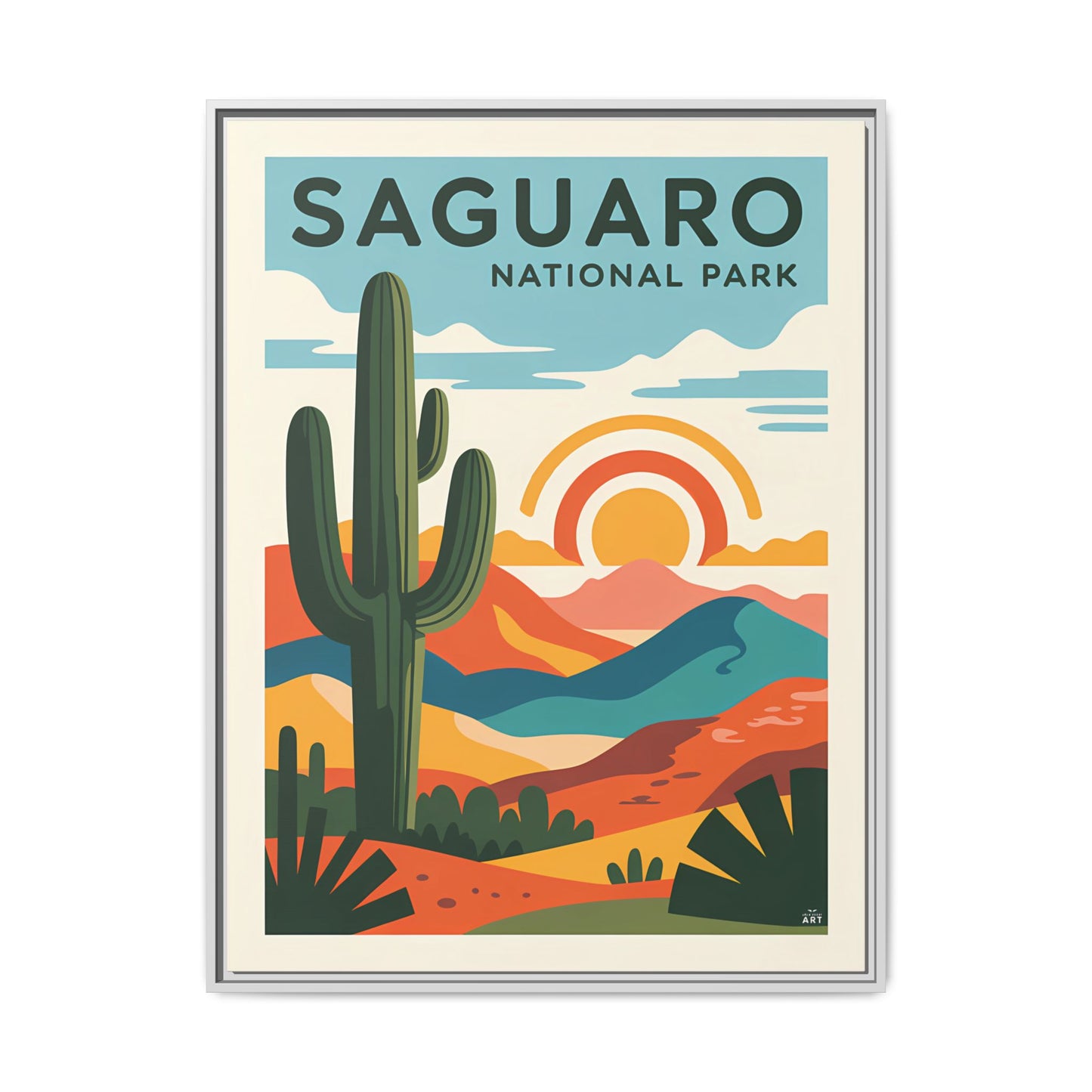 Saguaro National Park Art Print, Matte Canvas Framed, Home Decor, Nature Wall Art, Gallery Style Decoration, Gift for Adventurers - LOLA VEGAS ART