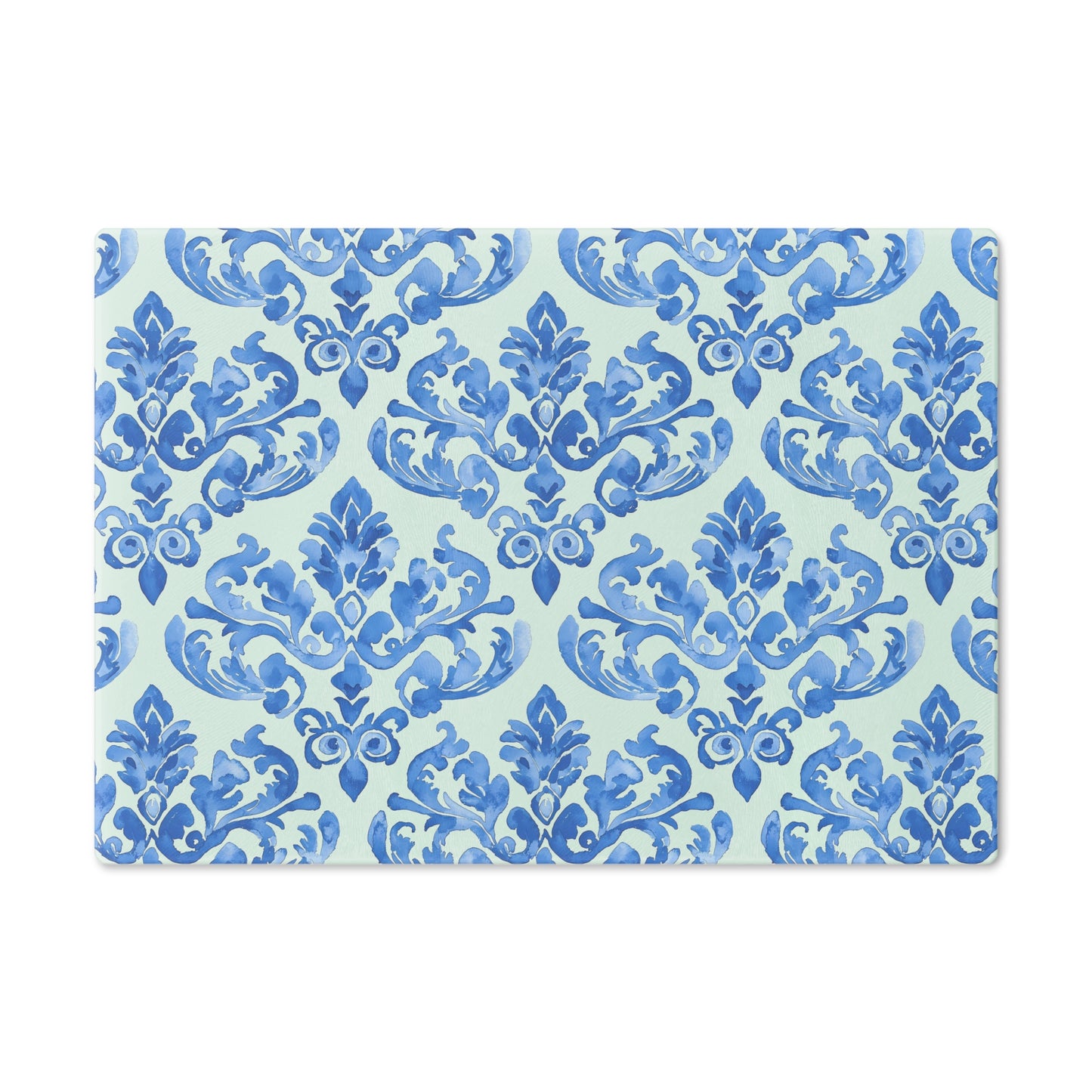Elegant Floral Cutting Board, Kitchen Decor, Gift for Chefs, Wedding Gift, Serving Tray, Blue Damask Design - LOLA VEGAS ART