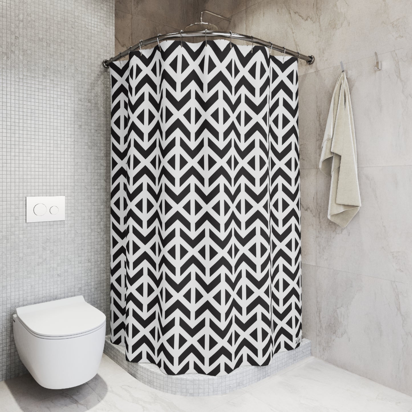 Black White Chevron Geometric Shower Curtain | Modern Bathroom Decor