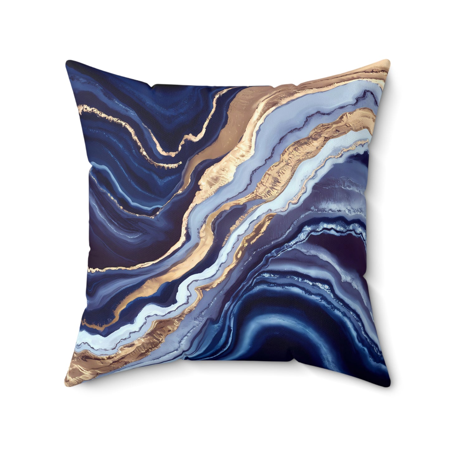 Geode Layers Square Pillow, Blue White Gold Abstract Natural Beauty Home Decor, Throw Pillow, Accent Pillow, Living Room Decor, Bedroom - LOLA VEGAS ART