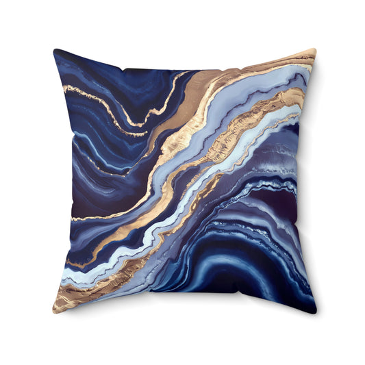 Geode Layers Square Pillow, Blue White Gold Abstract Natural Beauty Home Decor, Throw Pillow, Accent Pillow, Living Room Decor, Bedroom - LOLA VEGAS ART