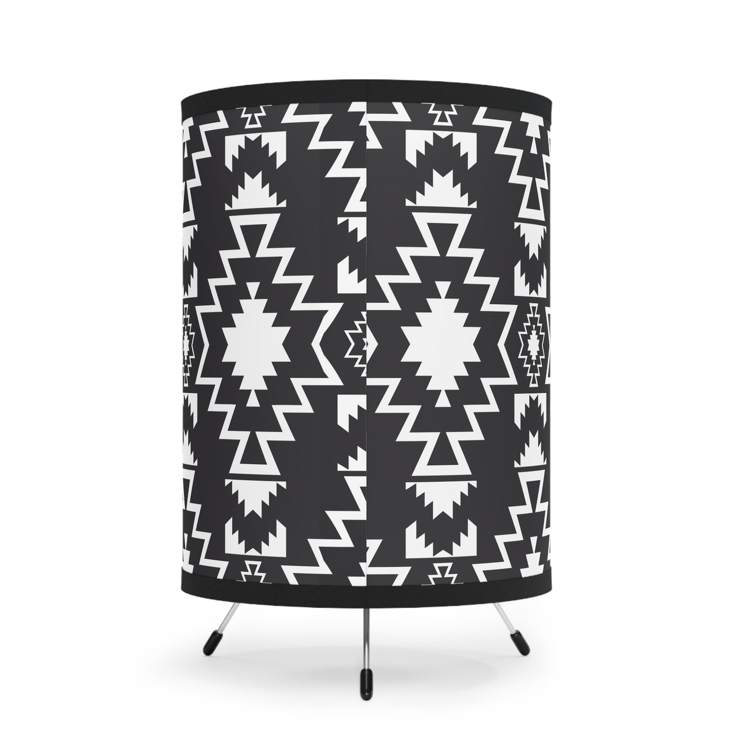 Boho Tripod Lamp - Modern Black and White Shade, Perfect for Living Room, Bedroom, Bohemian Decor, Stylish Lighting - LOLA VEGAS ART