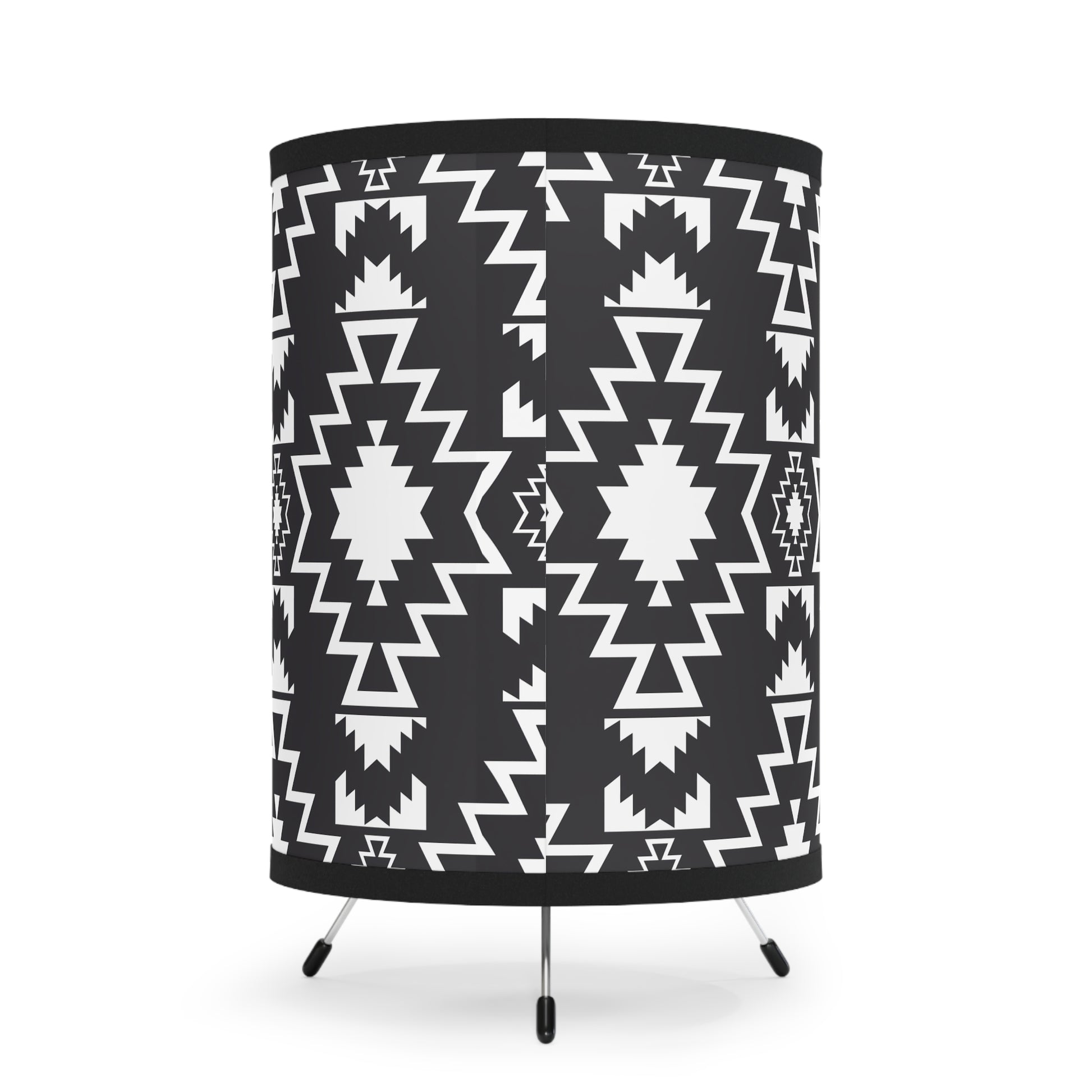 Boho Tripod Lamp - Modern Black and White Shade, Perfect for Living Room, Bedroom, Bohemian Decor, Stylish Lighting - LOLA VEGAS ART