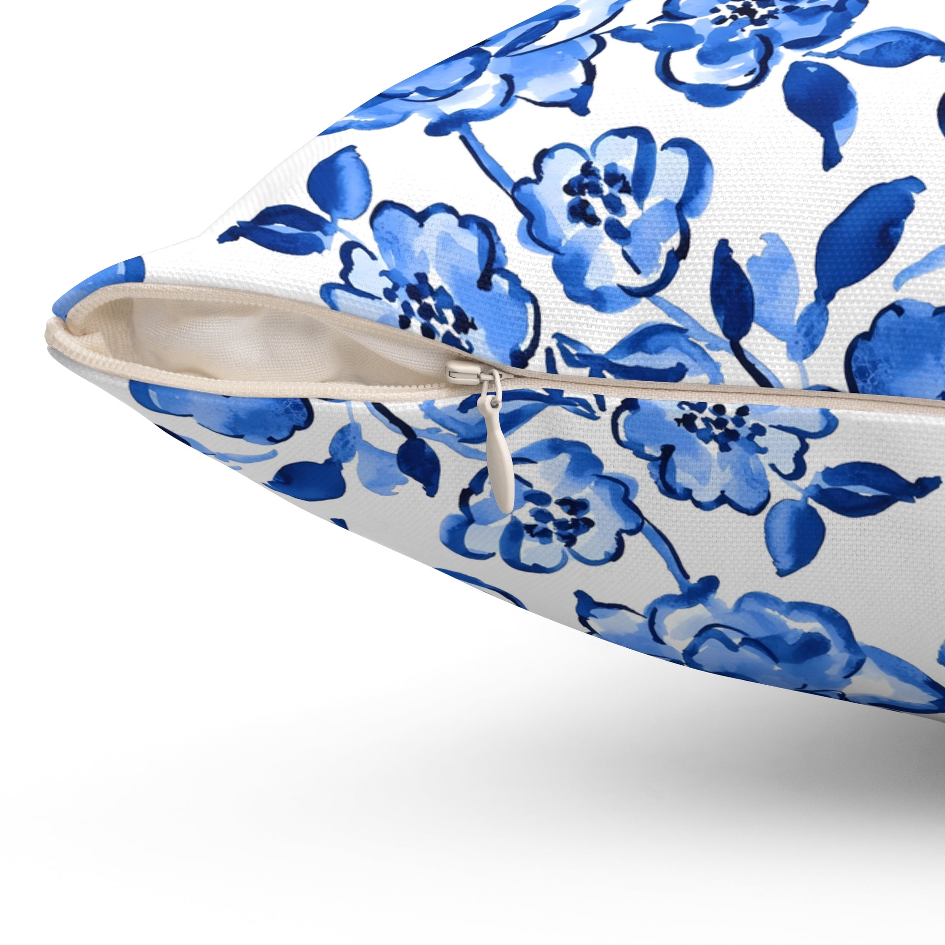 Floral Blue Throw Pillow, Cozy Decor, Home Accent, Gift Idea, Couch Cushion, Living Room Decor, Mother's Day Gift, Chinoiserie Design - LOLA VEGAS ART