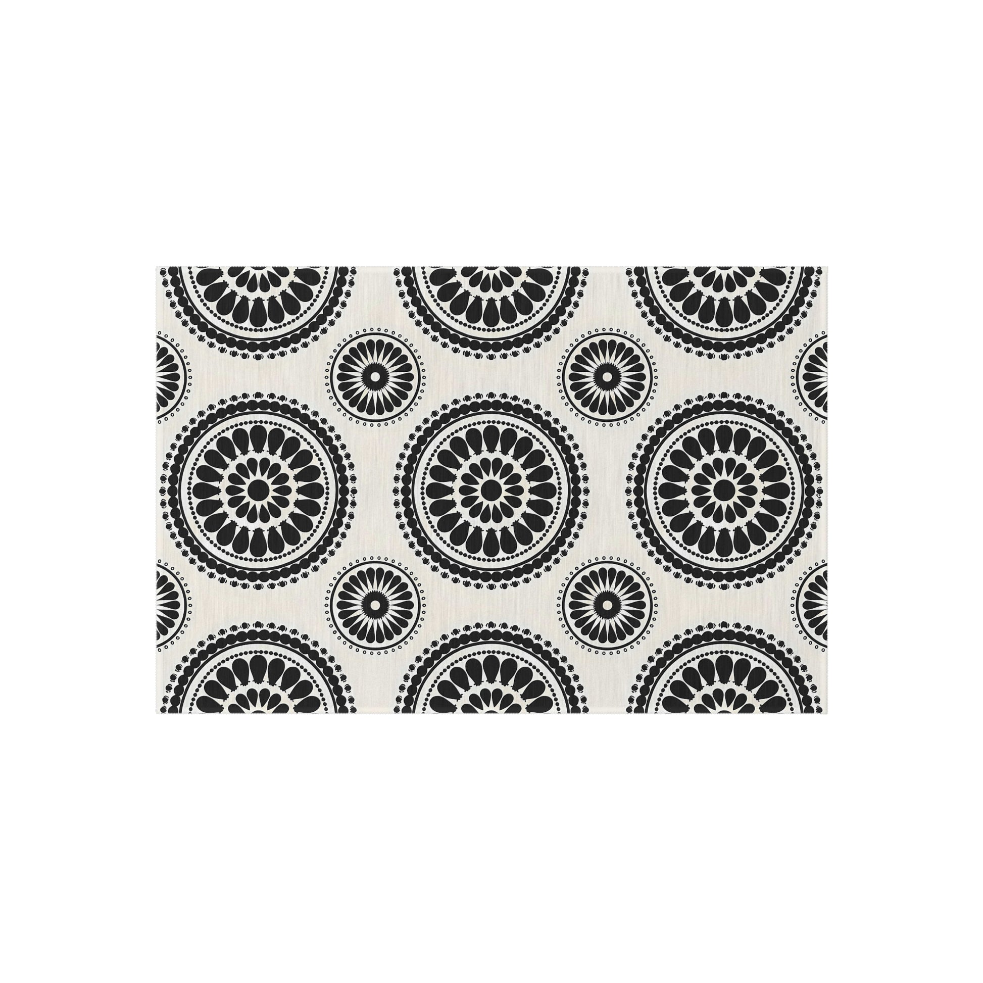 Black and White Stylish Outdoor Rug for Patios, Decks, and Gardens - Boho Chic Floor Mat for Entertaining, Home Decor, Picnic, Camping - LOLA VEGAS ART