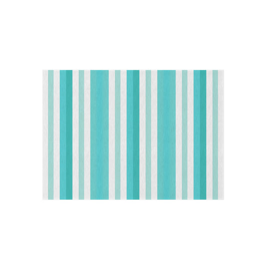 Teal Stripe Outdoor/Indoor Rug | Blue White Striped Patio Mat