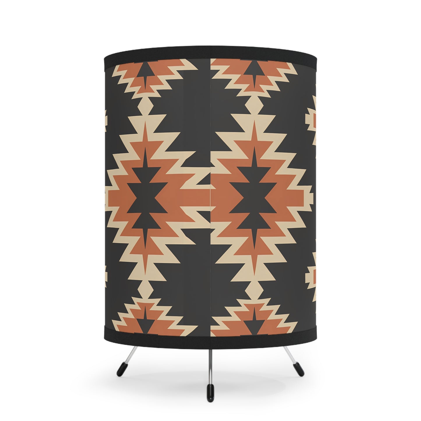 Boho Tripod Lamp with Geometric Shade, Rustic Home Decor, Mid-Century Modern Lighting, Unique Table Lamp, Cozy Gift Idea, Southwest Decor - LOLA VEGAS ART