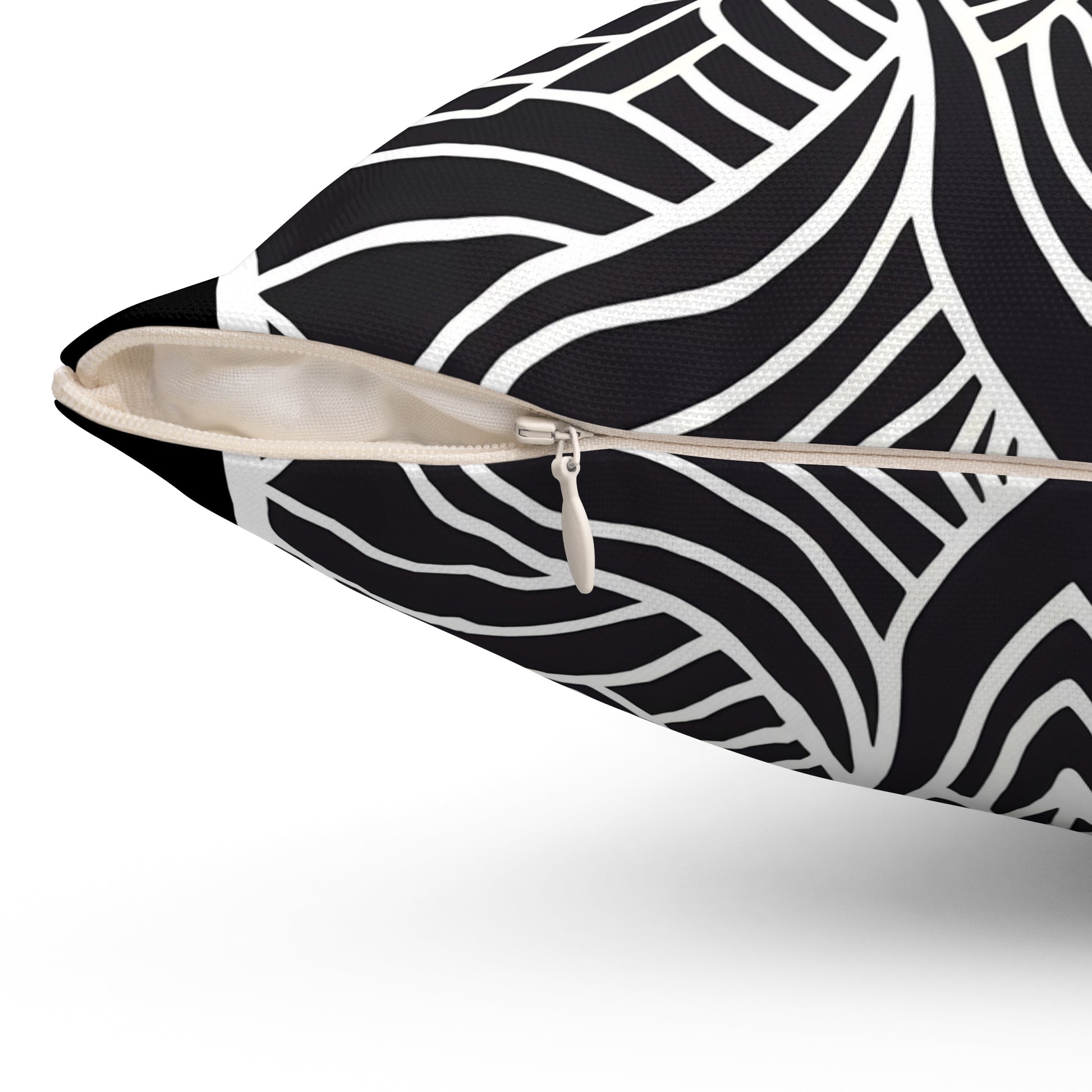 Square Pillow - Black and White Tribal Design Ethnic and Dramatic - LOLA VEGAS ART