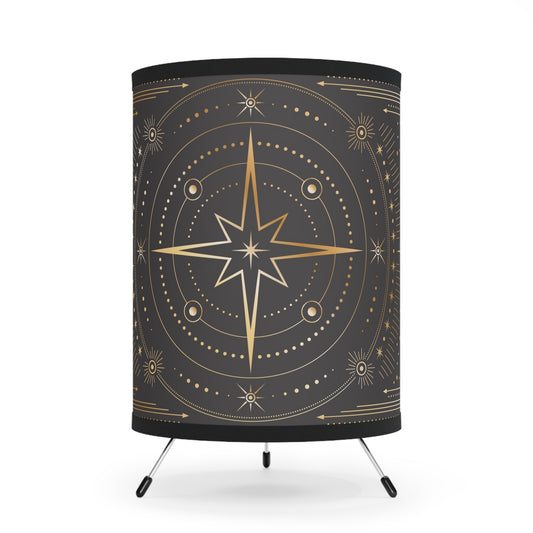 Table Lamp, Black and Gold Stars Retro Tripod Lamp, Eclectic Home Decor, US\Ca Plug. Living Room, Bedroom Accessories - LOLA VEGAS ART