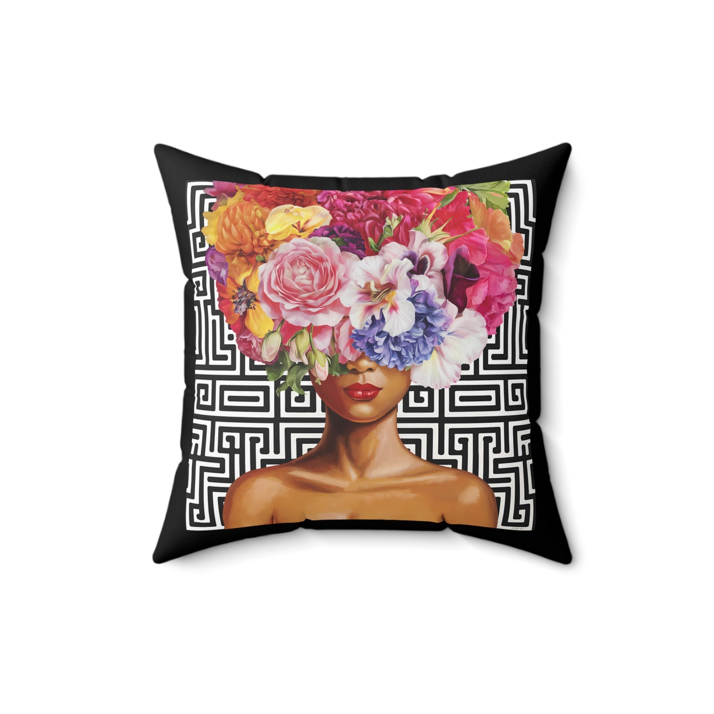 Floral Beauty Square Pillow, Decorative Pillow, Home Decor Accent, Gift for Her, Floral Art, Living Room Cushion, Boho Pillow - LOLA VEGAS ART
